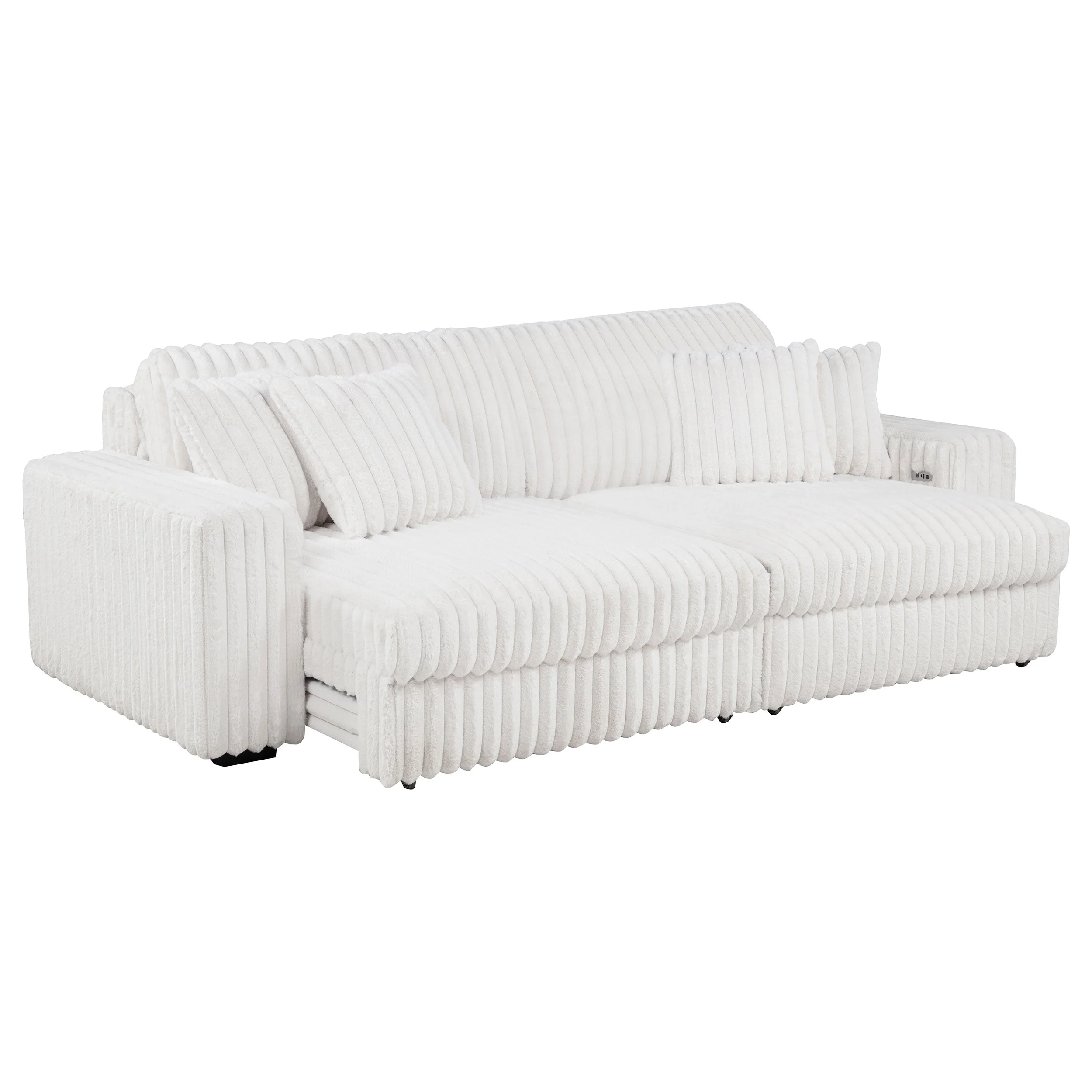 Jacana Corduroy Upholstered Dual Power Chaise Sofa - Image 4