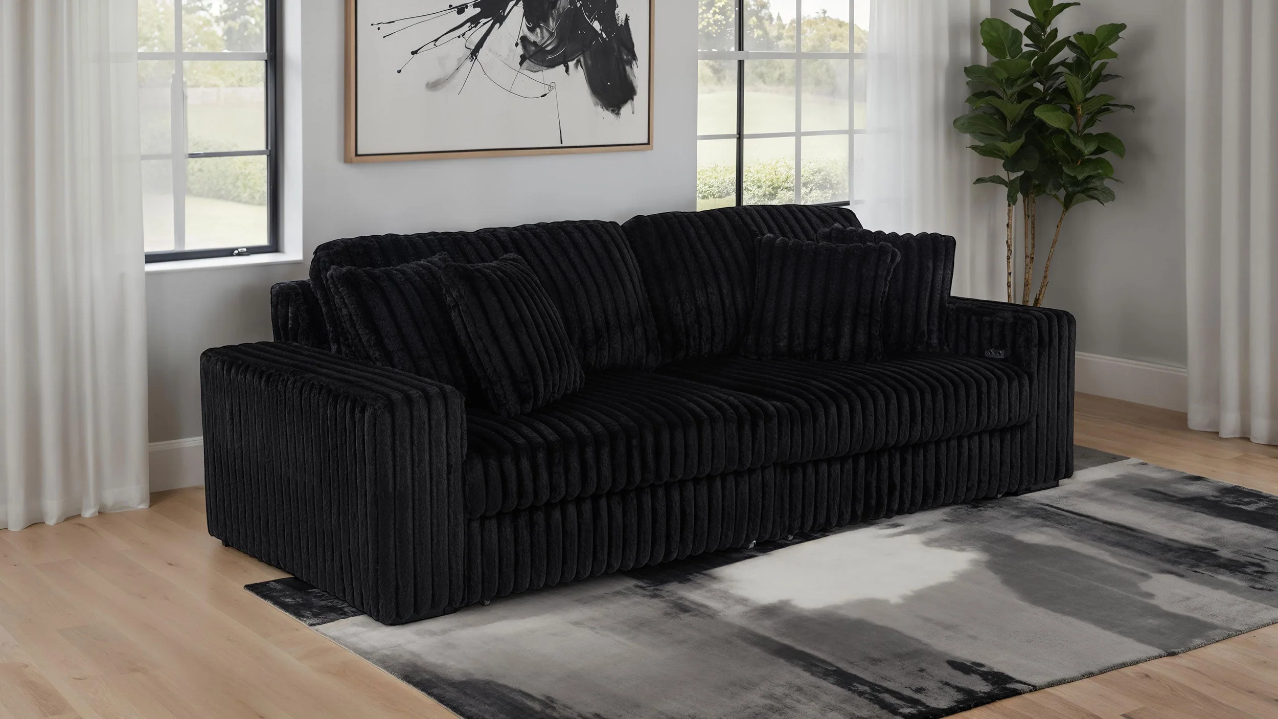 Jacana Corduroy Upholstered Dual Power Chaise Sofa - Image 9