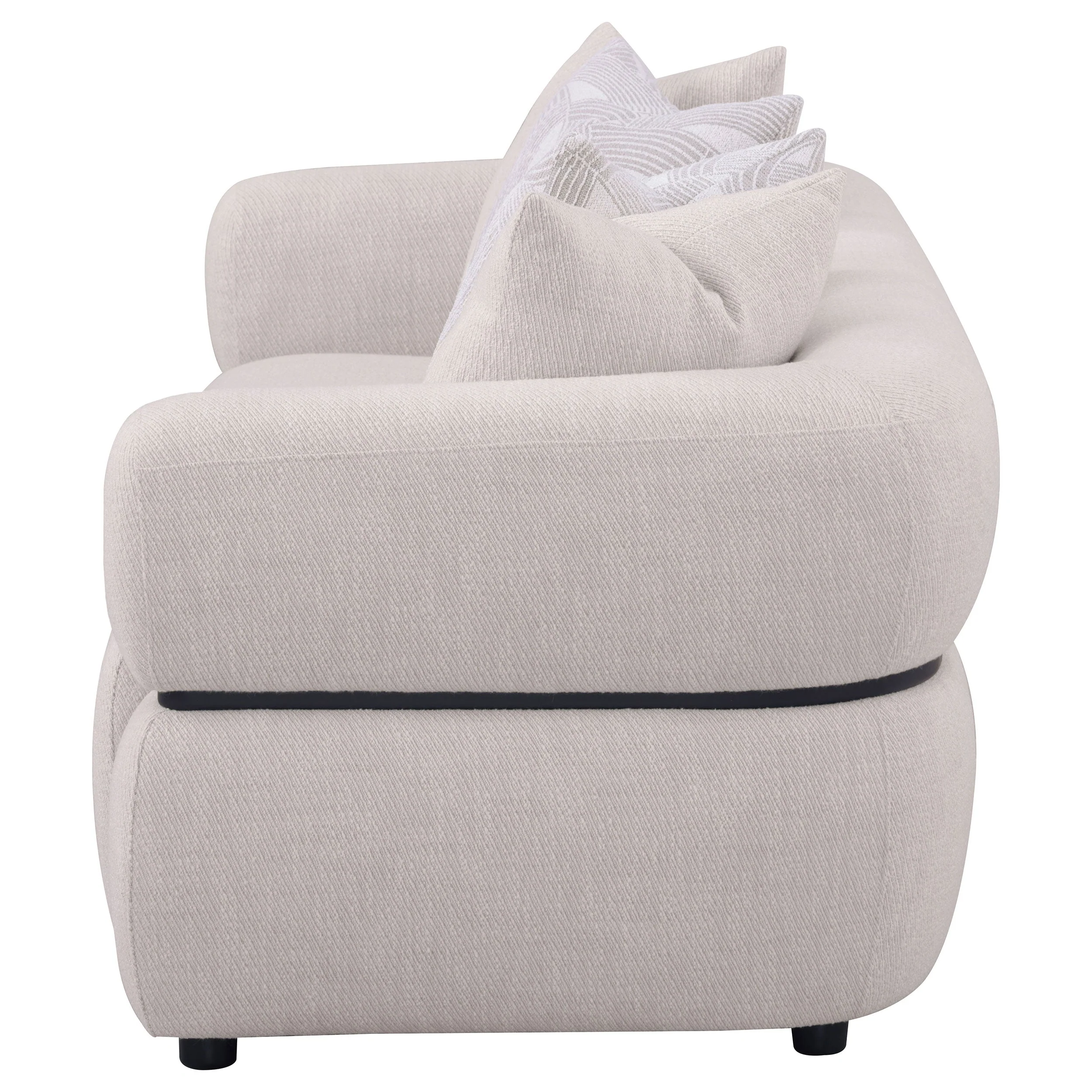 Jeanette 84-inch Fabric Upholstered Round Arm Sofa Beige - Image 6