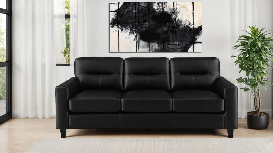 Scotland Faux Leather Upholstered Track Arm Sofa - Image 2
