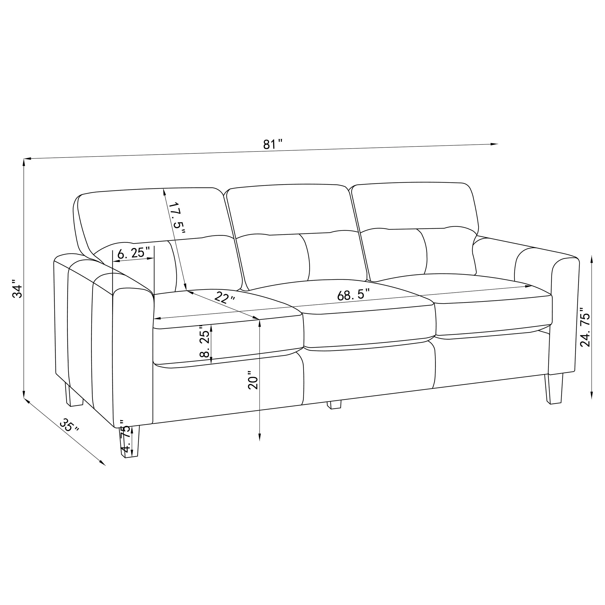 Scotland Faux Leather Upholstered Track Arm Sofa - Image 21