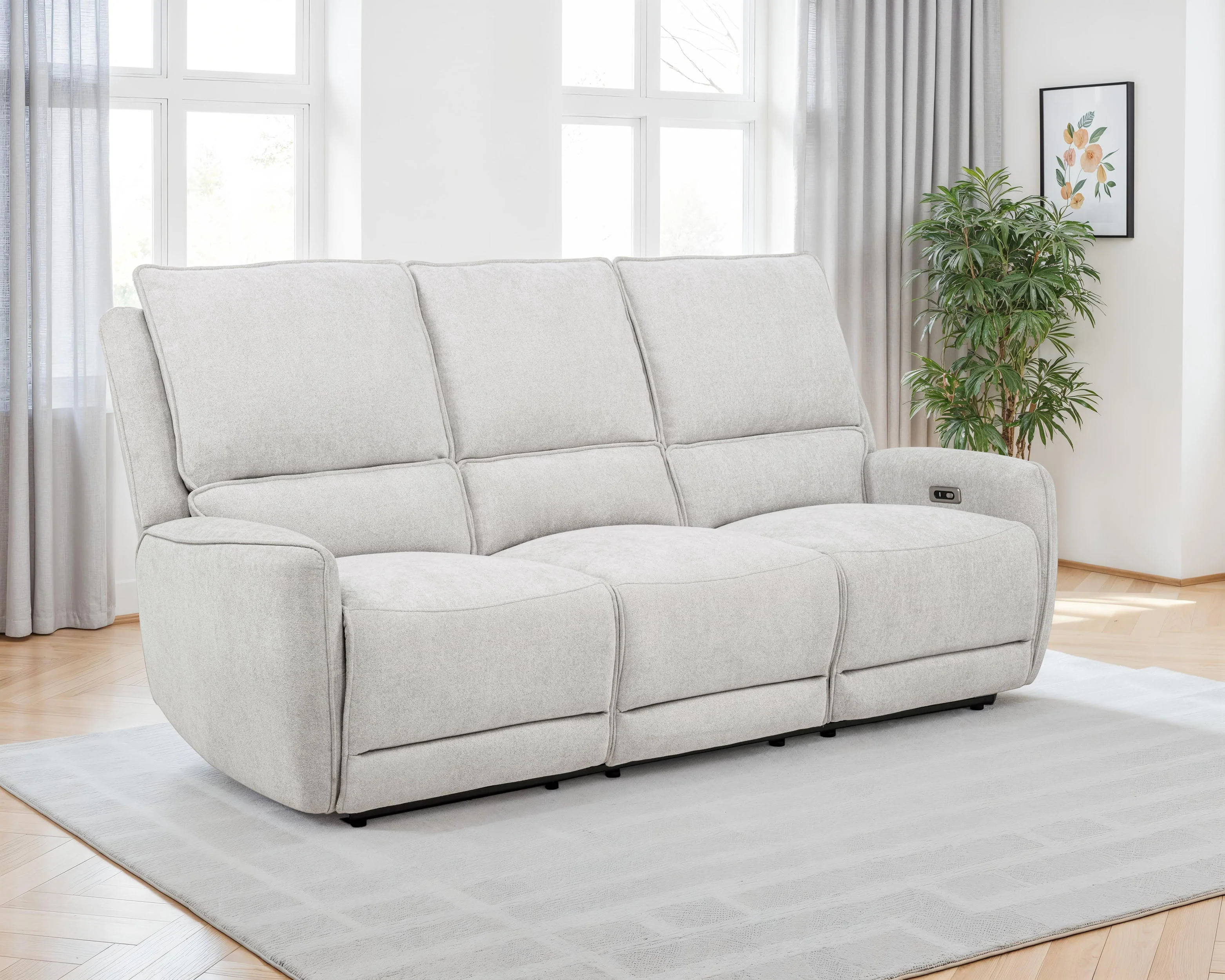 Sylmar Chenille Upholstered Power Reclining Sofa Dove Grey - Image 3