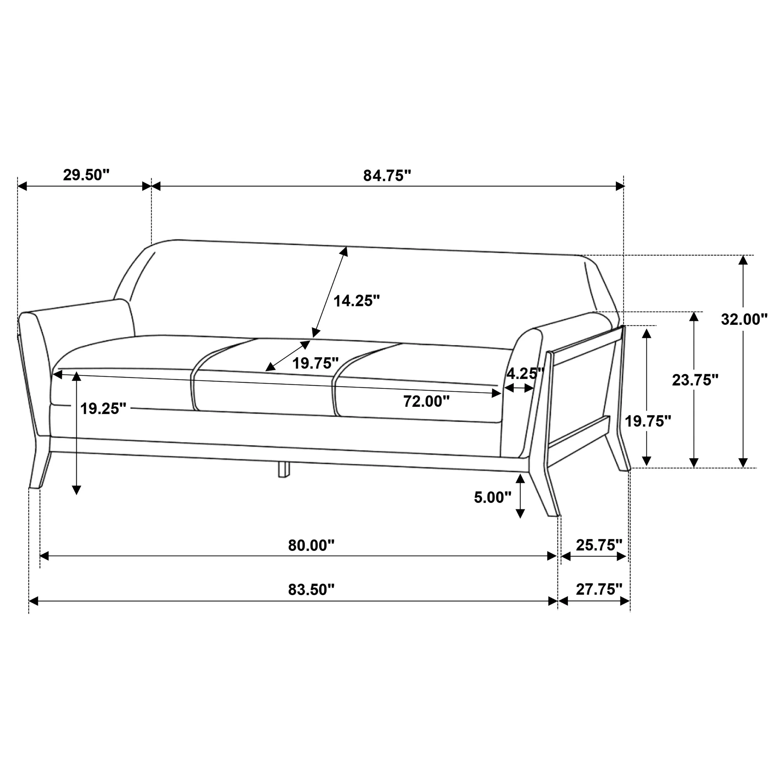 Vaughn Fabric Upholstered Flared Arm Sofa Grey - Image 11