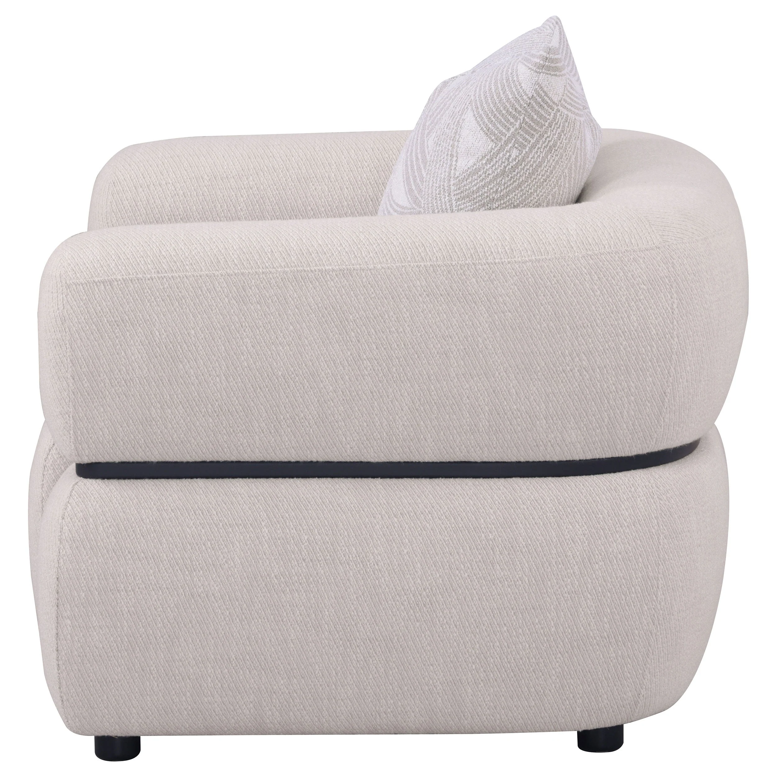 Jeanette Fabric Upholstered Round Arm Accent Chair Beige - Image 6