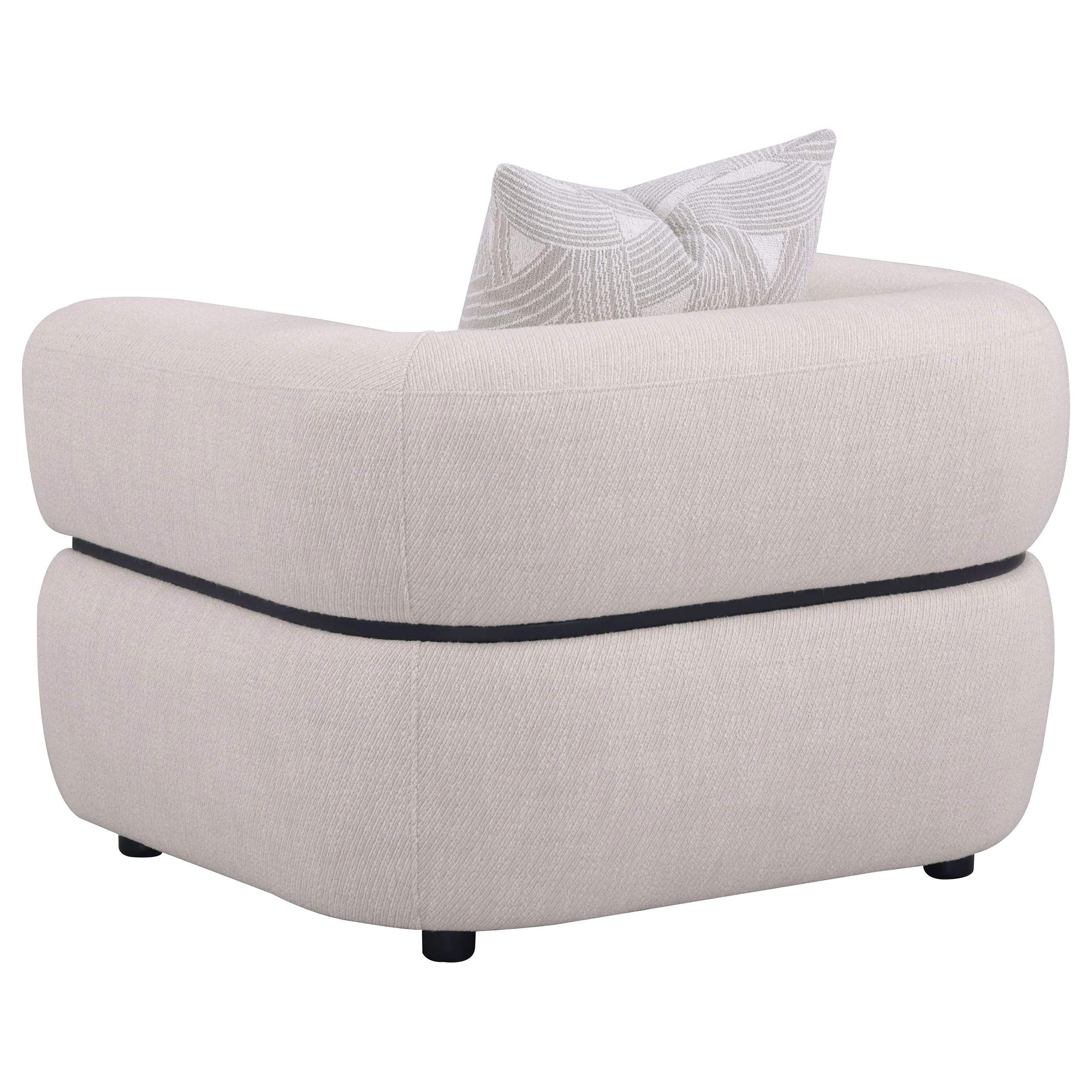 Jeanette Fabric Upholstered Round Arm Accent Chair Beige - Image 7