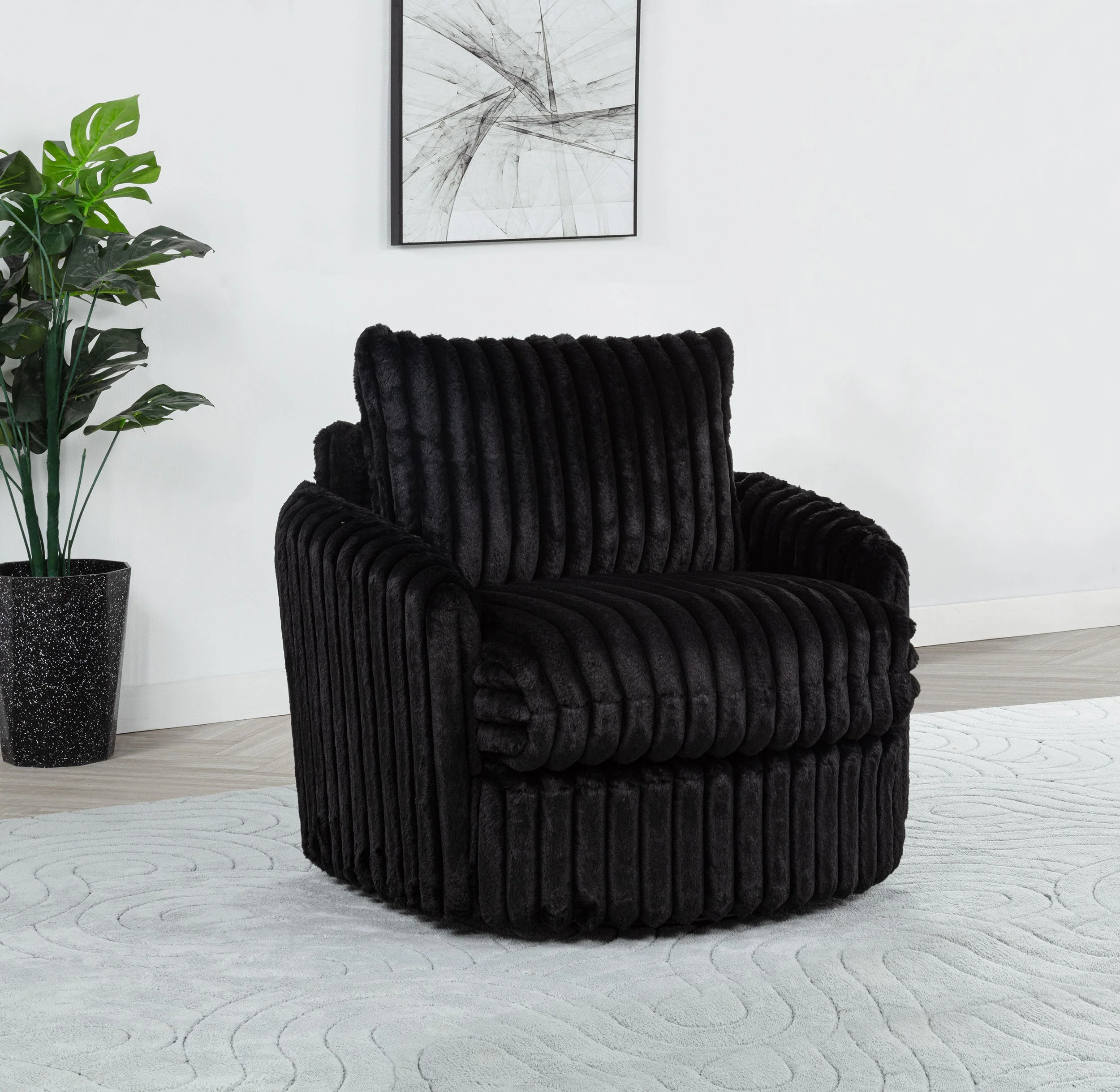 Sarco Corduroy Upholstered Swivel Accent Arm Chair - Image 6