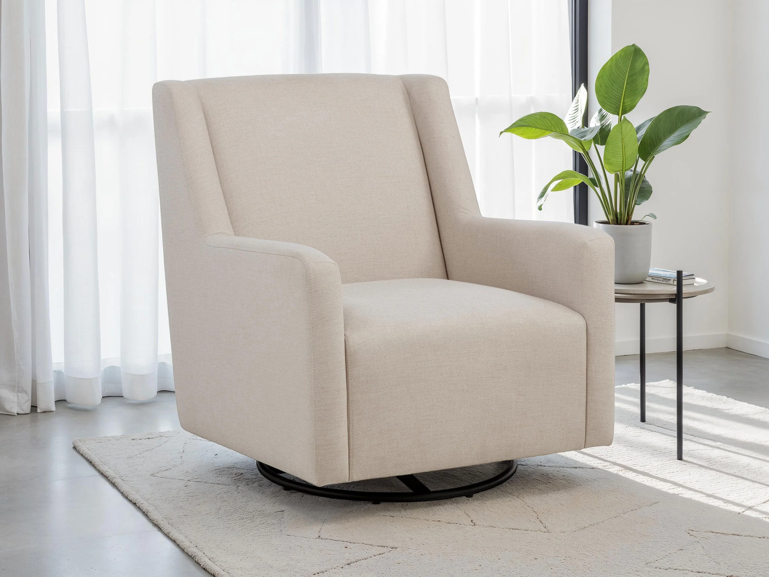 Sorrel Fabric Upholstered Swivel Glider Arm Chair Latte - Image 3