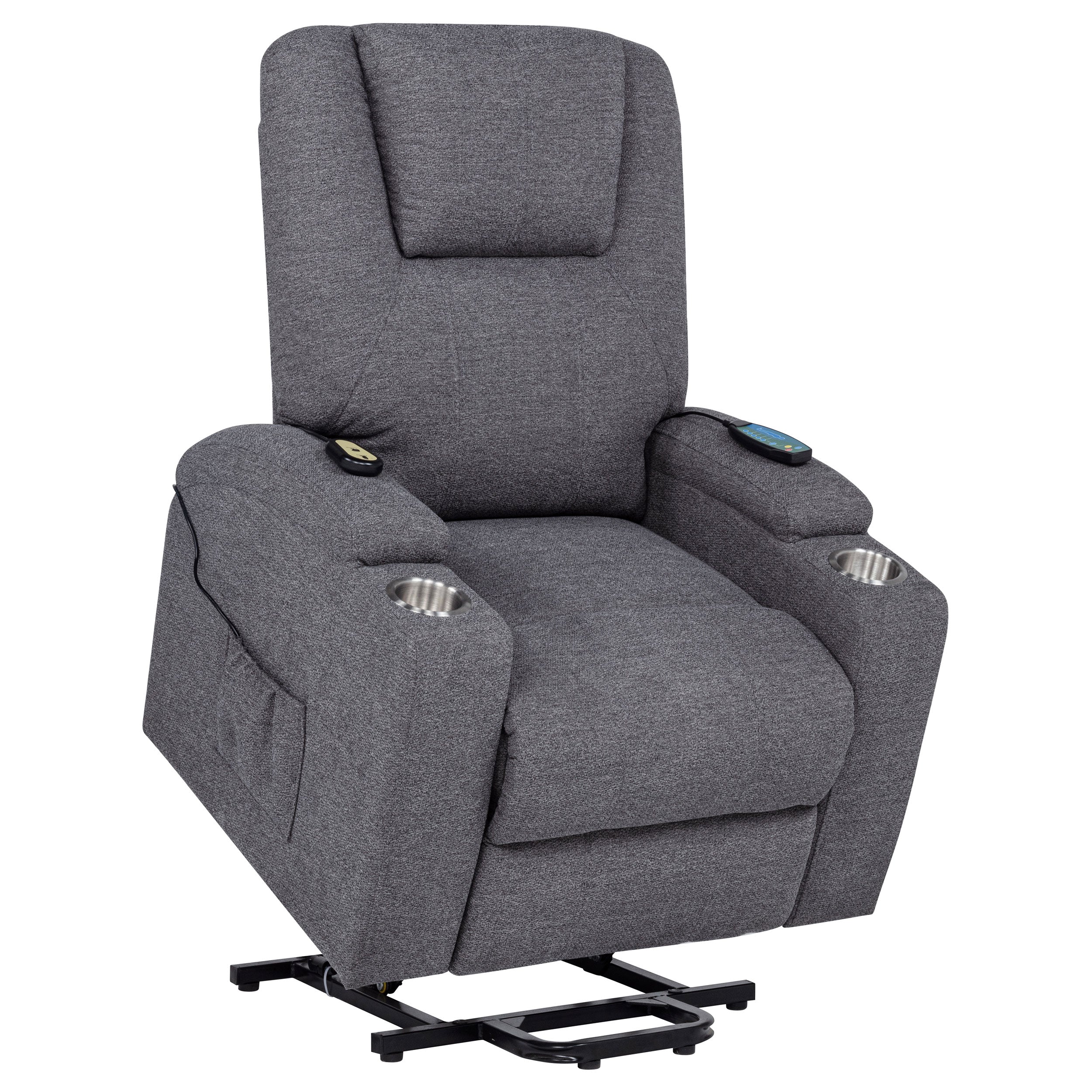Louie Chenille Upholstered Power Lift Massage Chair - Image 11