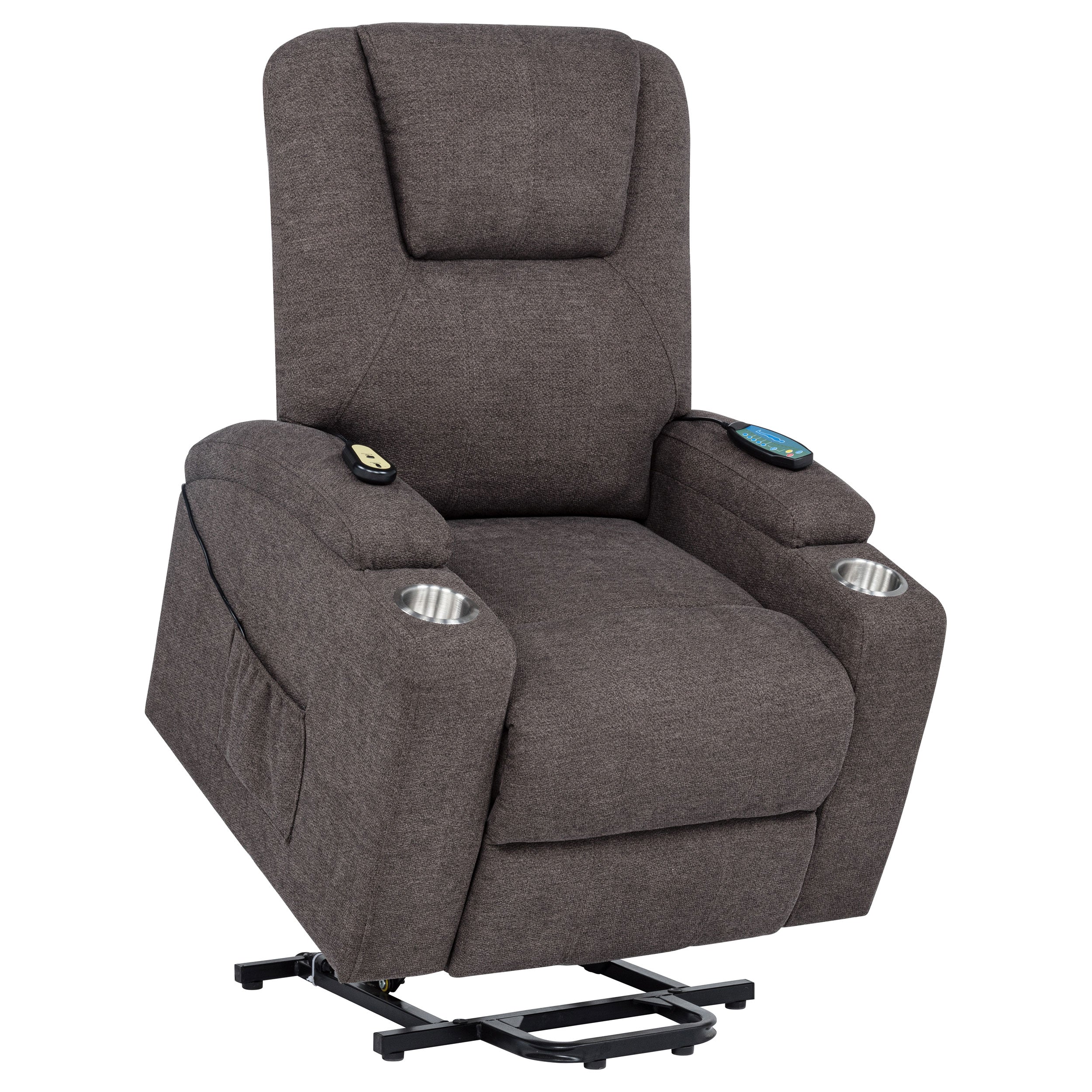Louie Chenille Upholstered Power Lift Massage Chair - Image 12