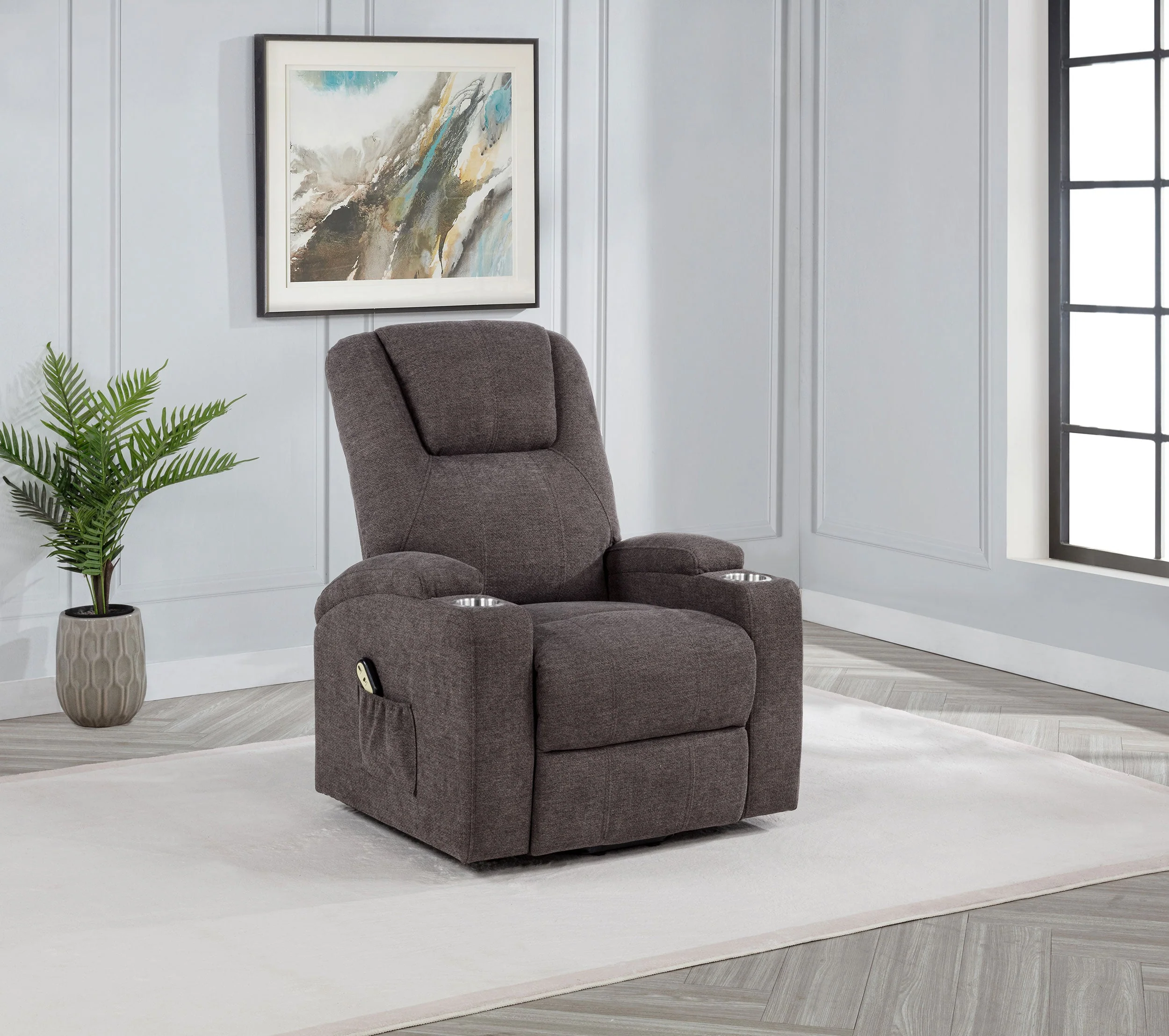 Louie Chenille Upholstered Power Lift Massage Chair - Image 6