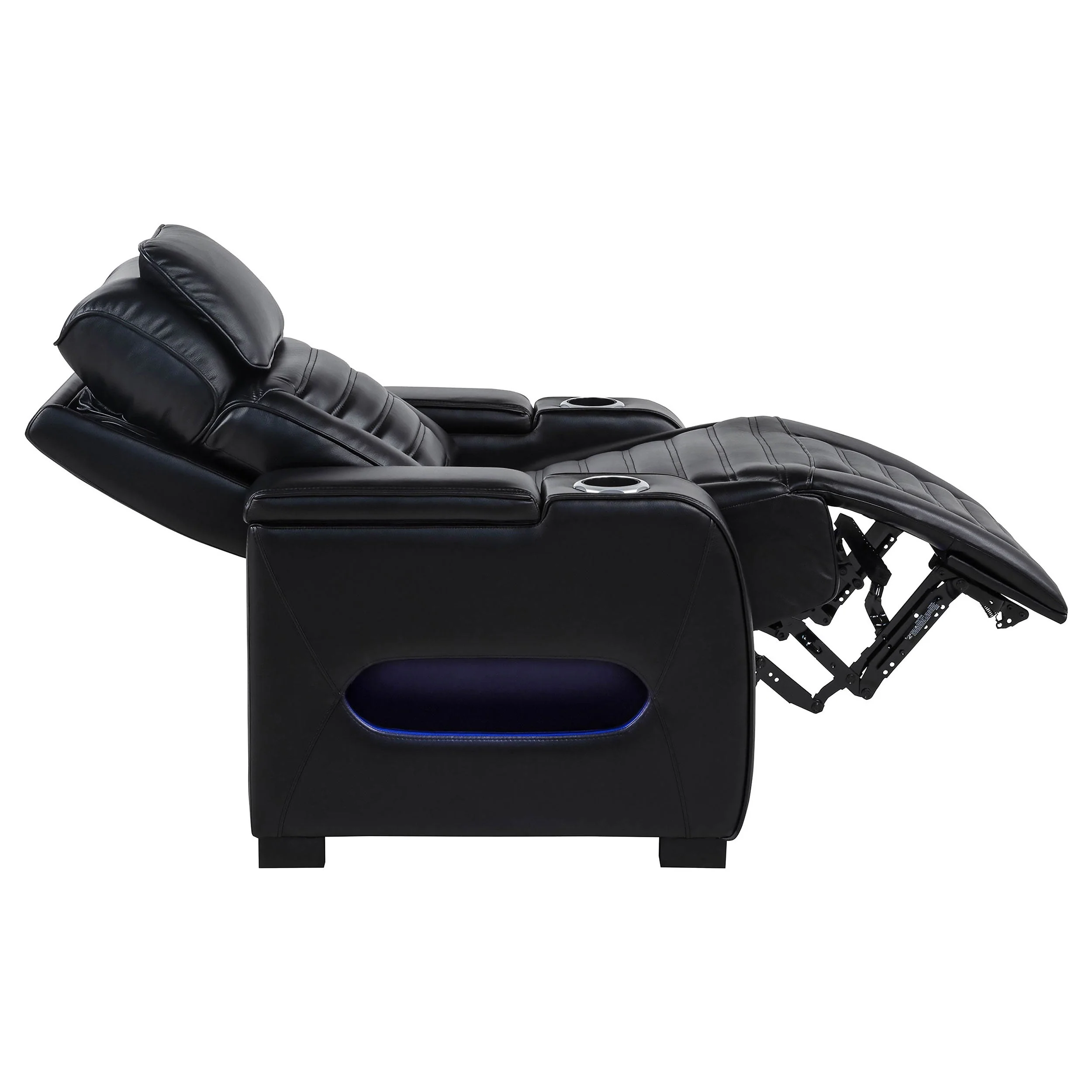 Zuma Faux Leather Upholstered Dual Power LED Recliner Black - Image 8