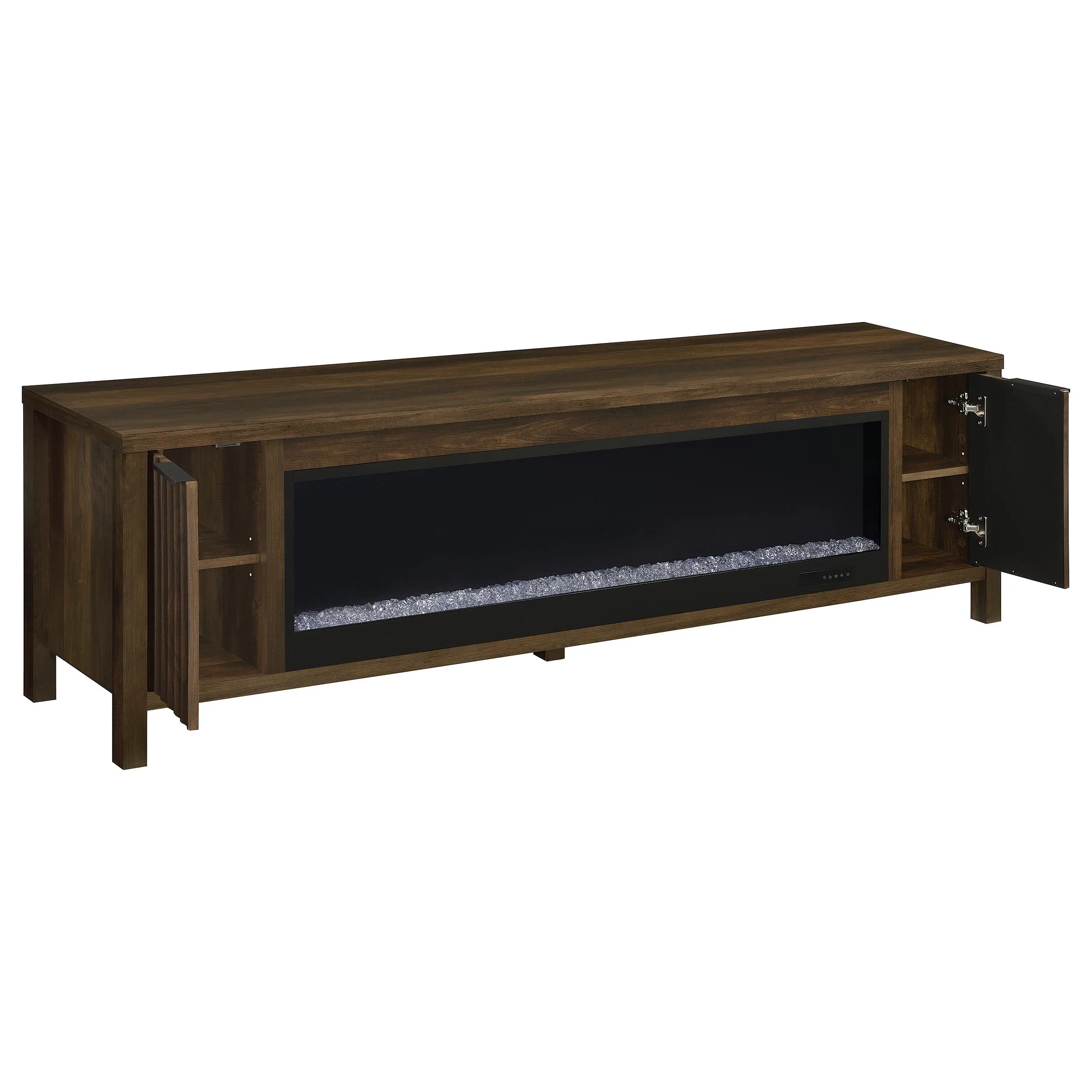 Carey 79-inch TV Stand Fireplace Media Console Dark Pine - Image 4