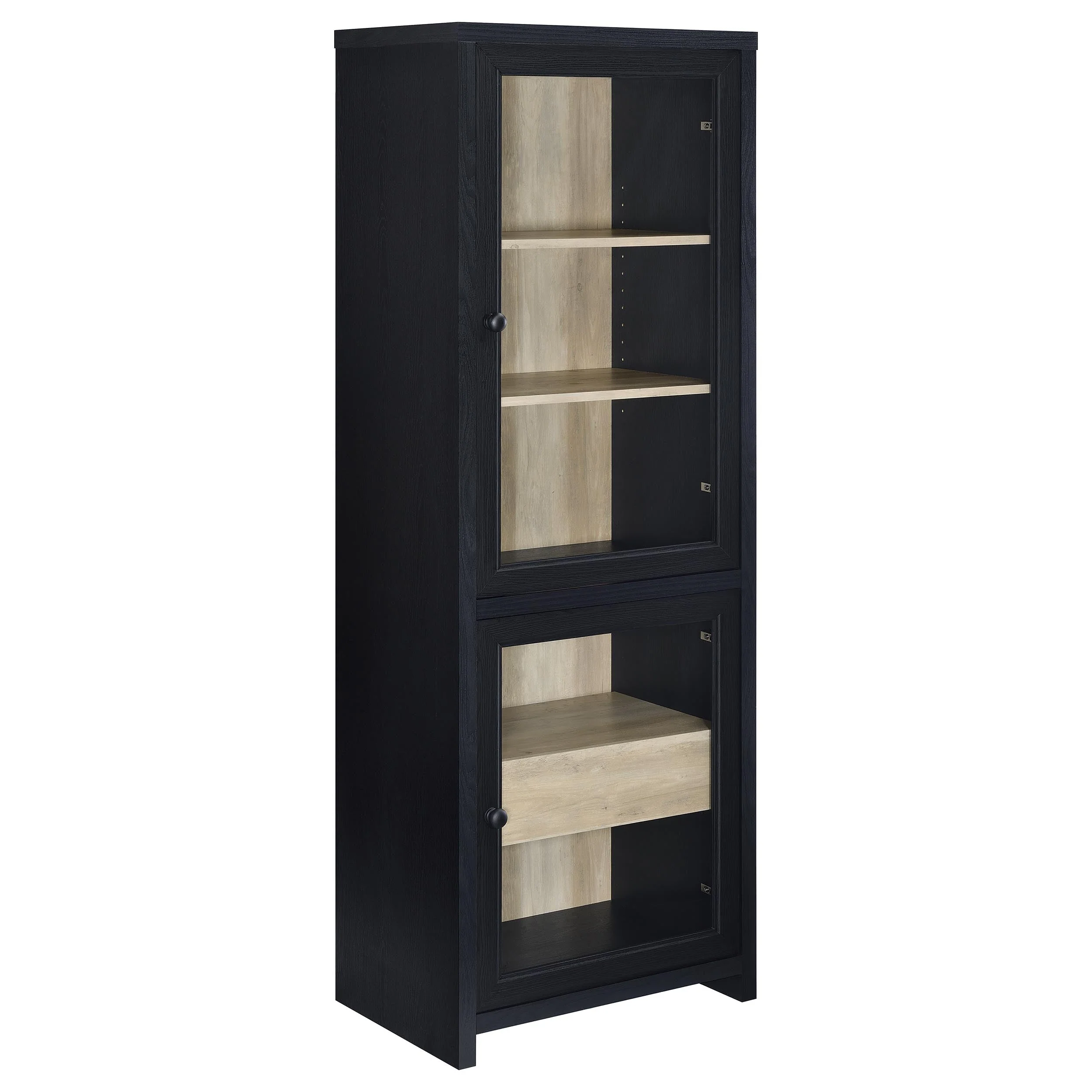 Denison 67-inch 2-door Media Tower Storage Cabinet Black - Image 2