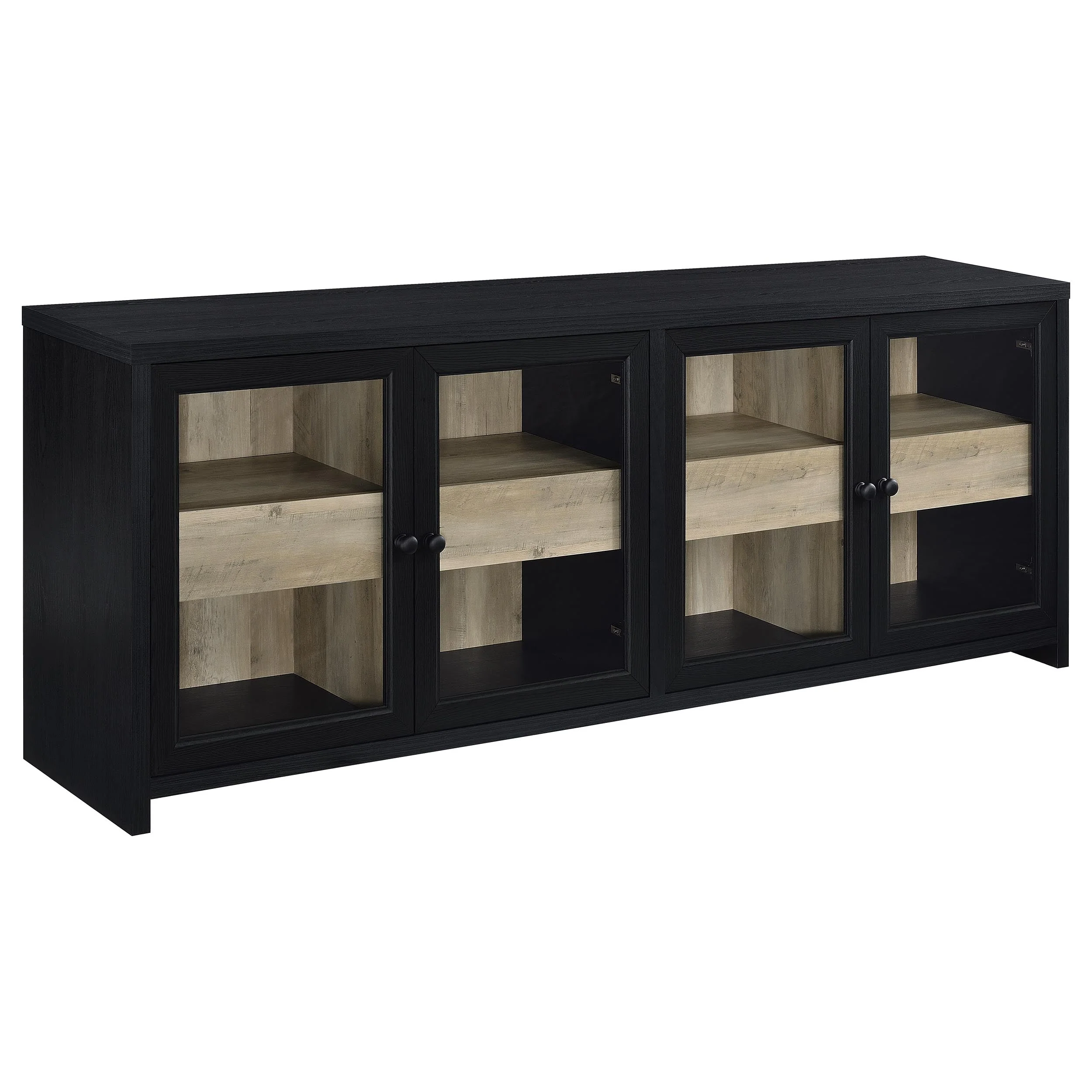 Denison 3-piece Entertainment Center 79-inch TV Stand Black - Image 4