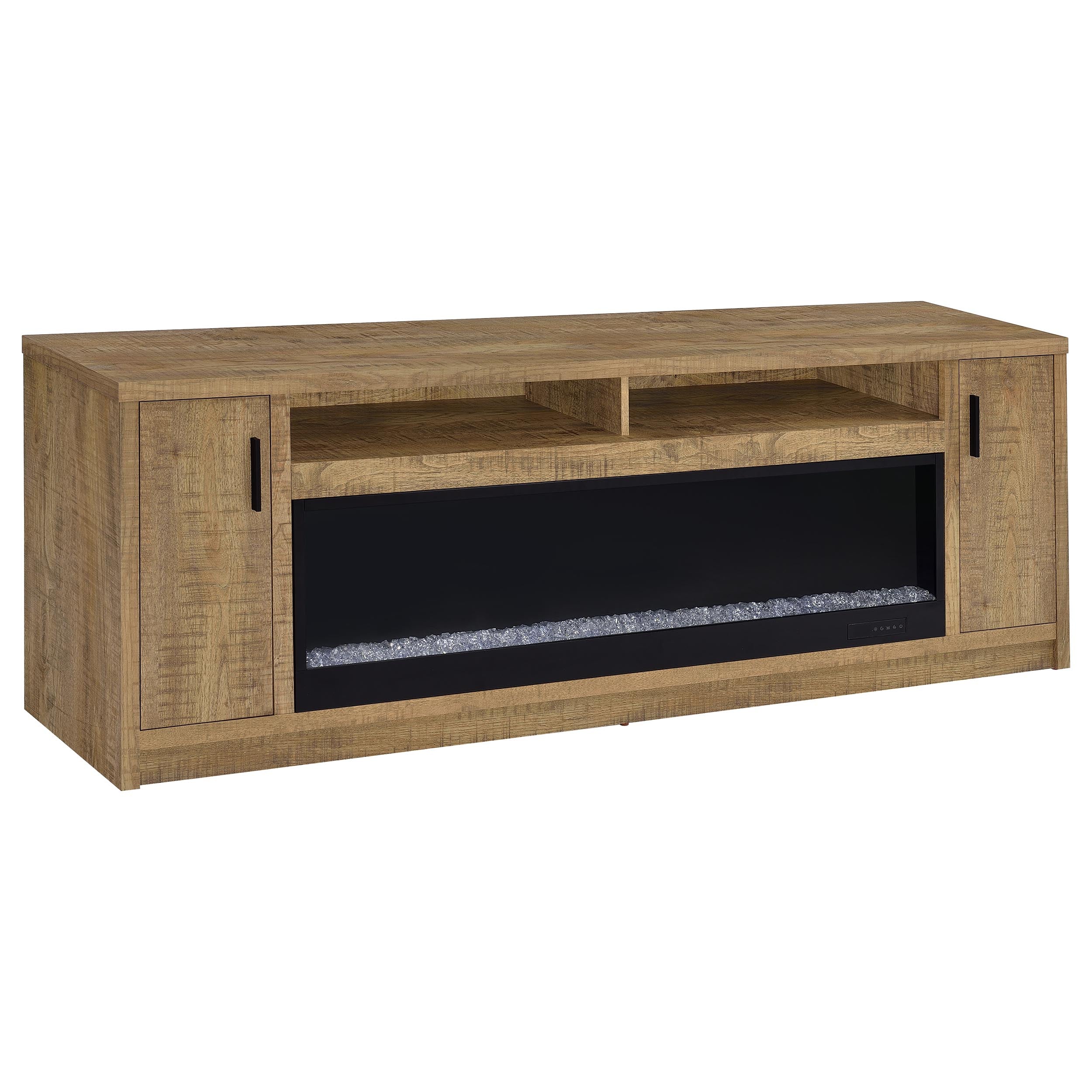 Eddy 79-inch 2-door TV Stand Fireplace Media Console Mango - Image 2