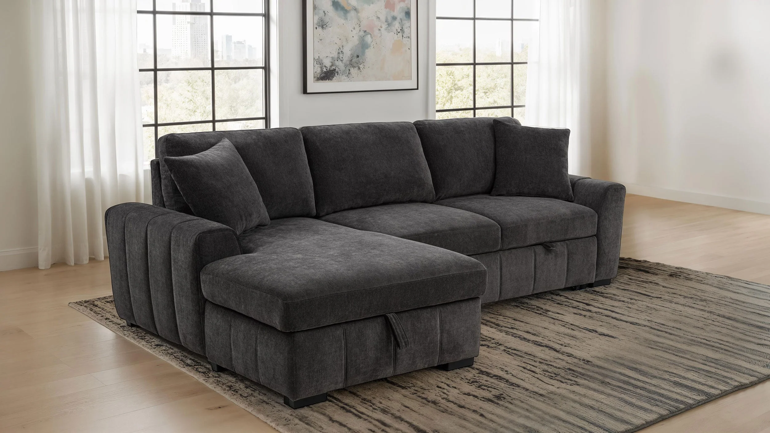 Pastrana Upholstered Sleeper Sectional Sofa RAF Chaise - Image 6