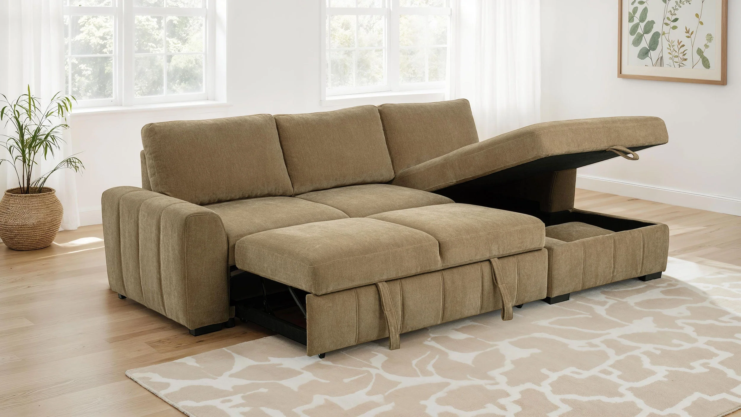Pastrana Upholstered Sleeper Sectional Sofa RAF Chaise - Image 9