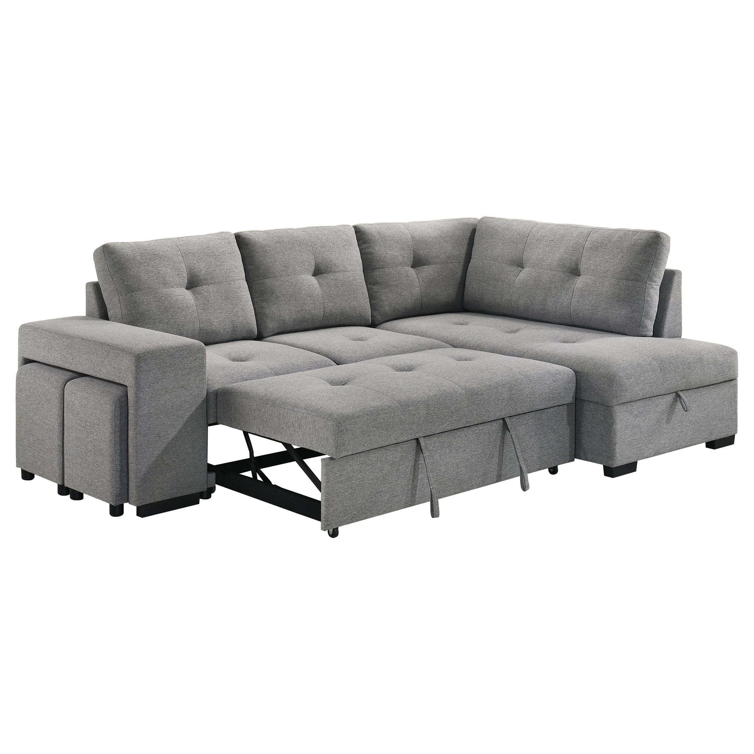 Roanne Fabric Upholstered Sleeper Sectional Sofa Grey - Image 9