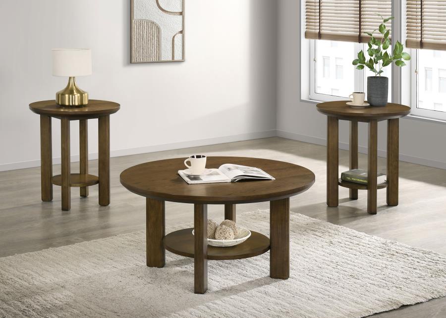 Ottowa Round Wood Coffee Table Set - Image 3
