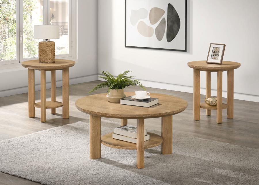 Ottowa Round Wood Coffee Table Set - Image 4