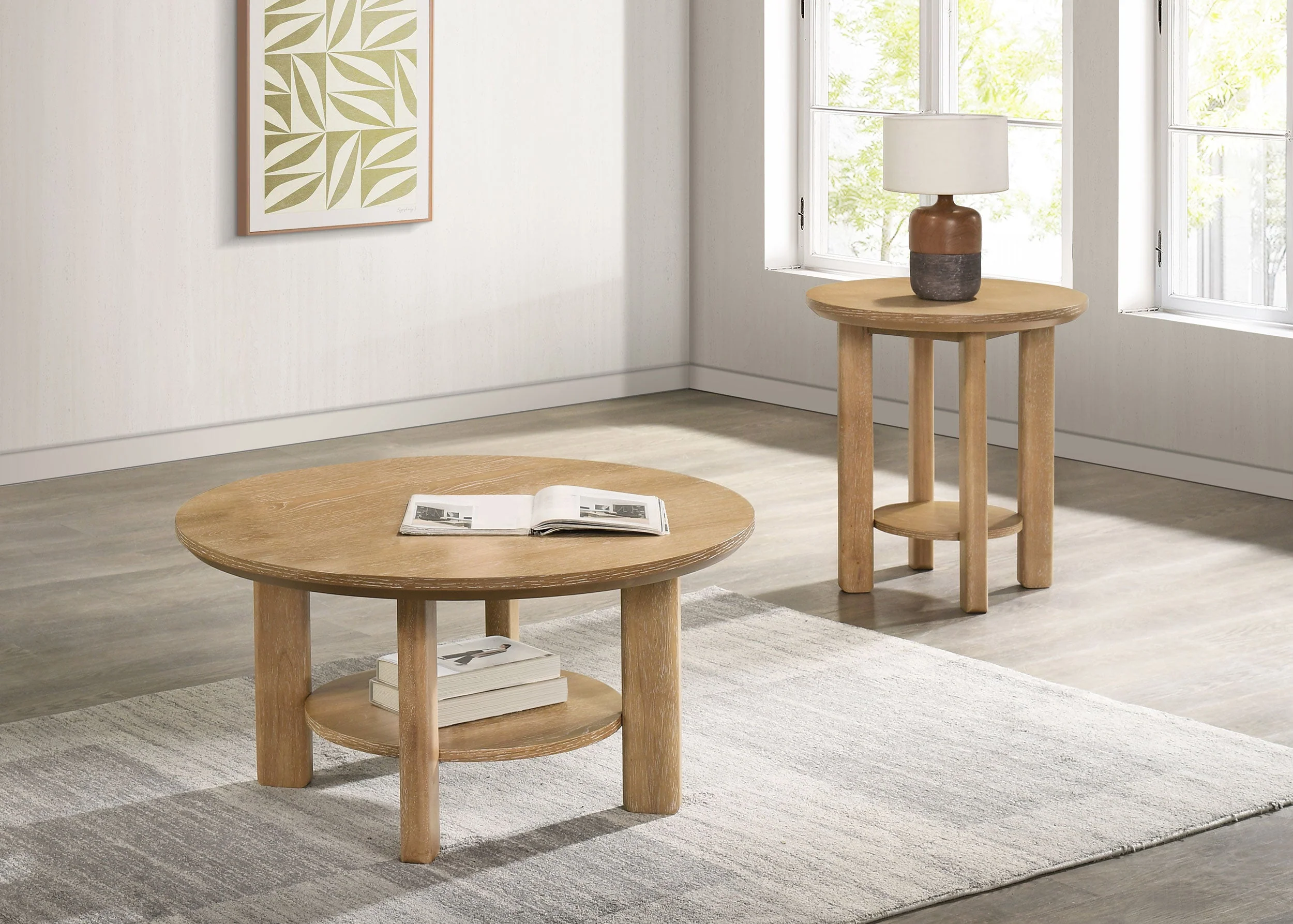 Ottowa Round Wood Coffee Table Set - Image 5