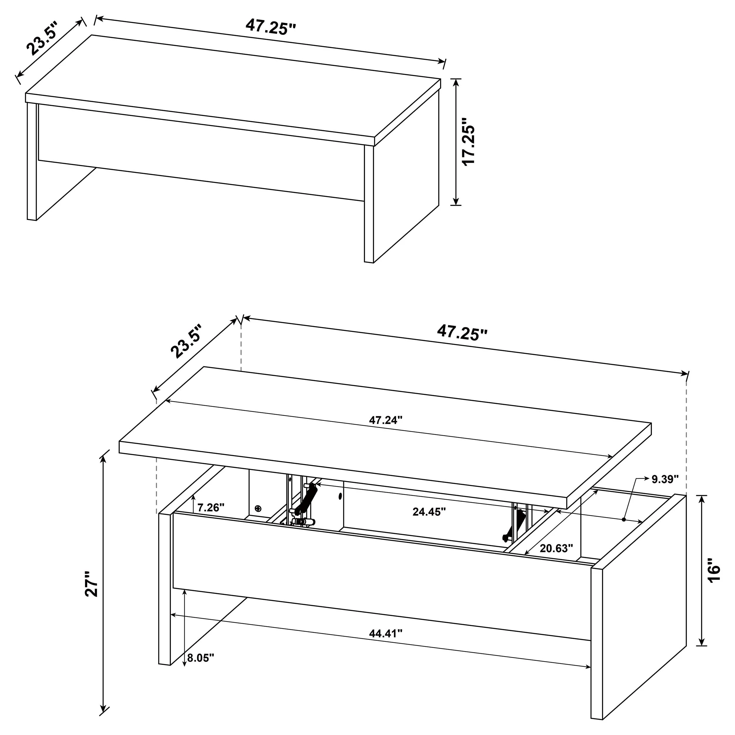 Canoga Engineered Wood Lift Top Coffee Table - Image 23