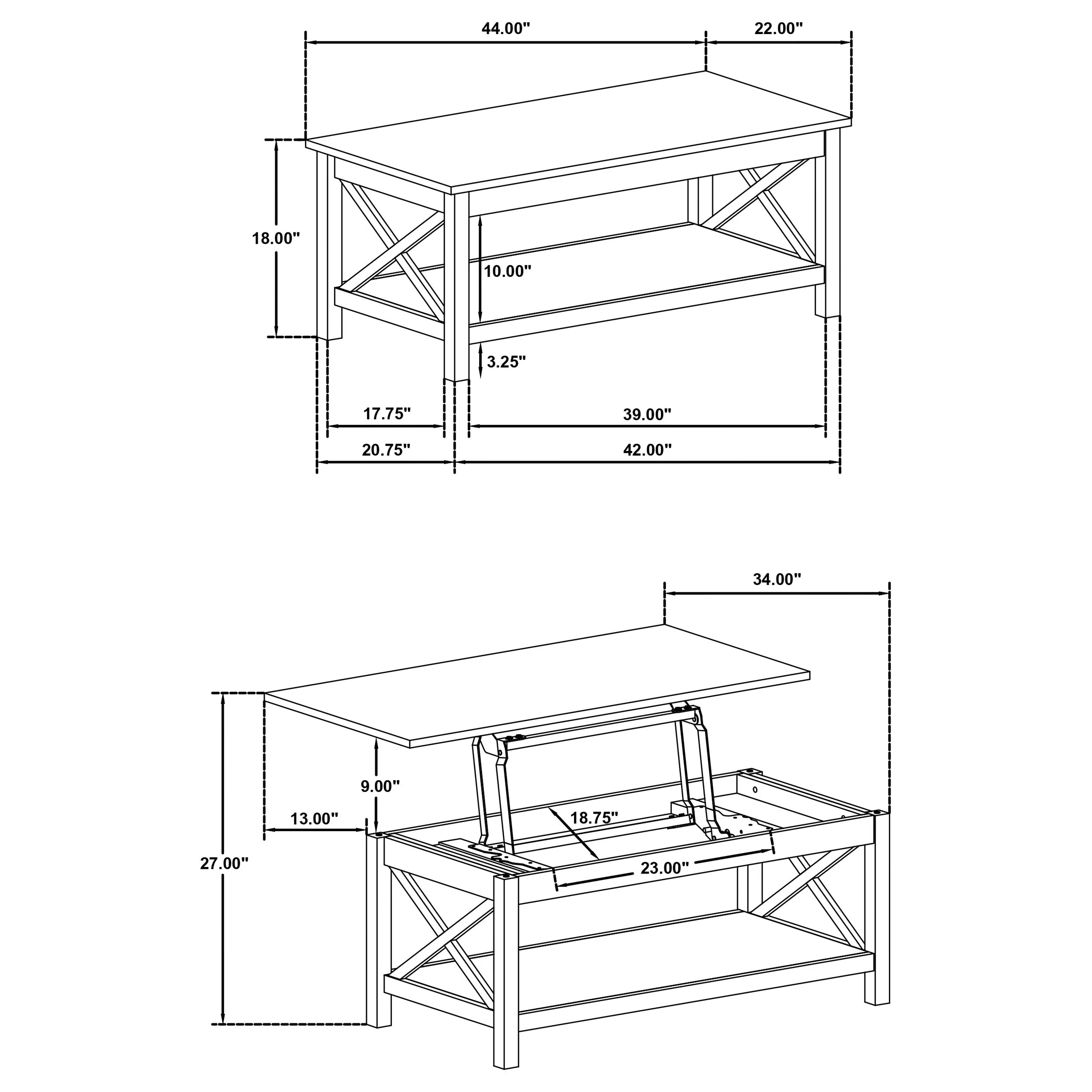 Skyview 44-inch Rectangular Lift Top Coffee Table White - Image 10