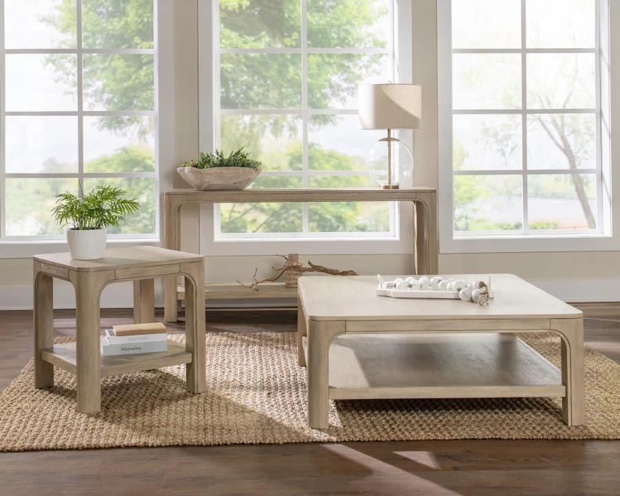 Solano Square Wood Cocktail Coffee Table Weathered Mango