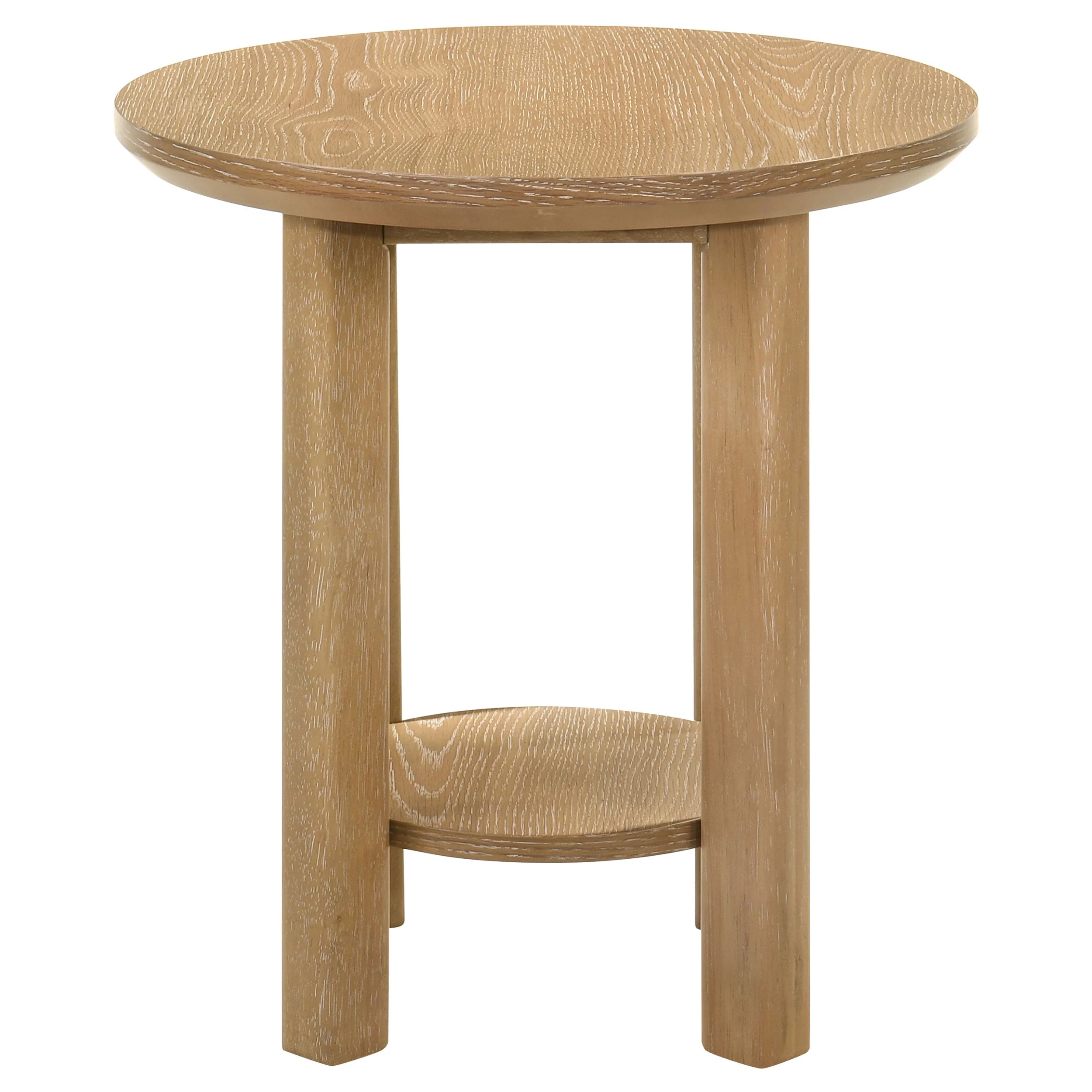 Ottowa Round Wood Side End Table with Shelf - Image 11