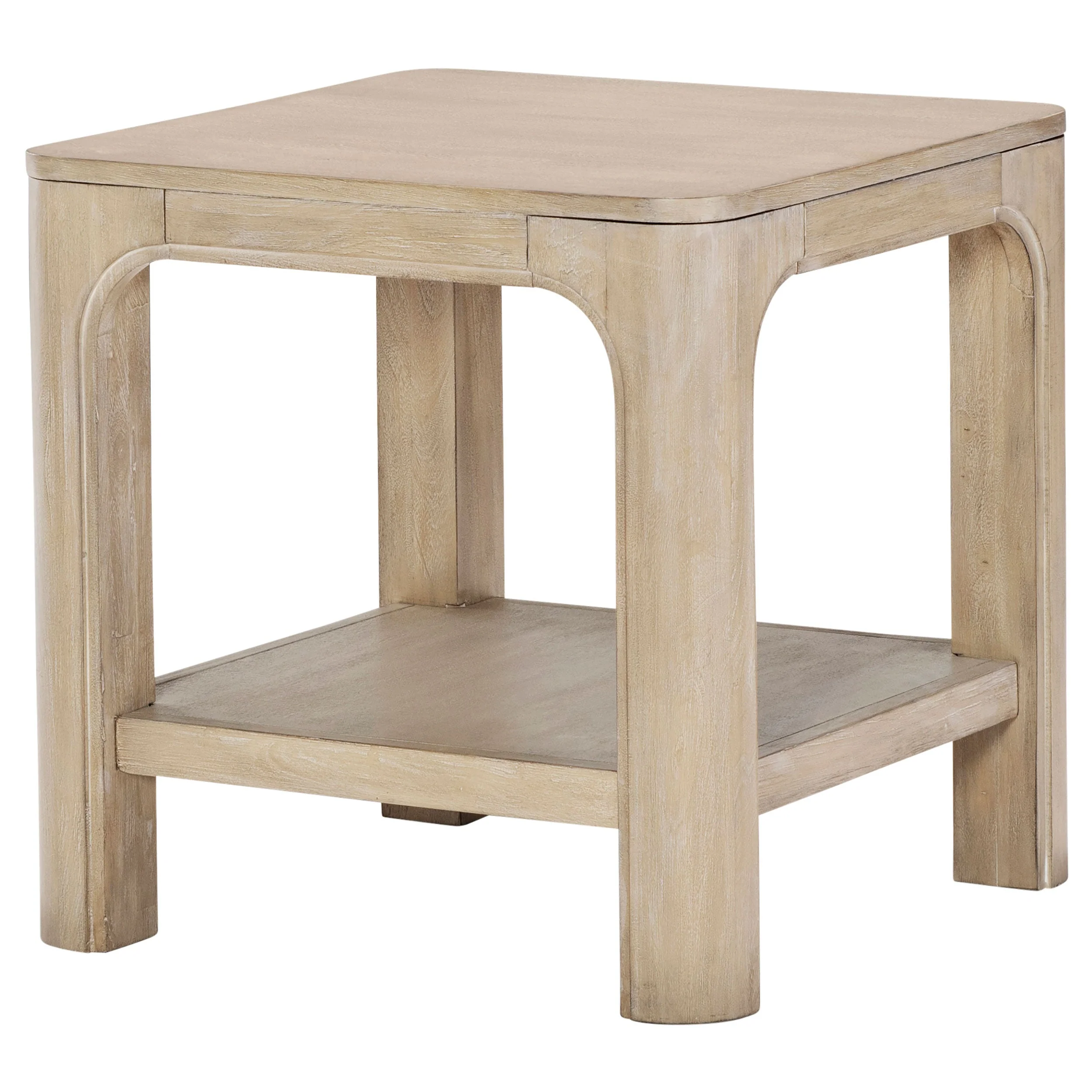 Solano Square Wood Side End Table with Shelf Weathered Mango - Image 5