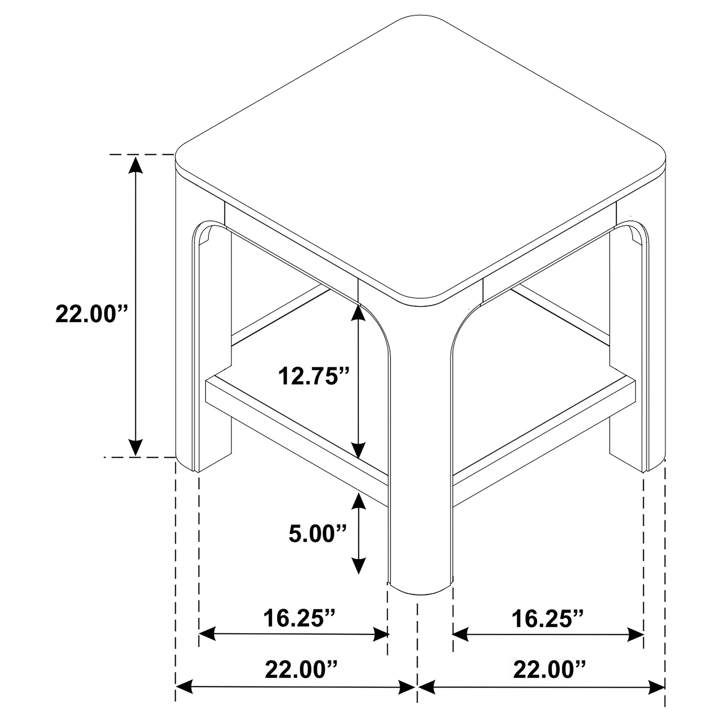 Solano Square Wood Side End Table with Shelf Weathered Mango - Image 7