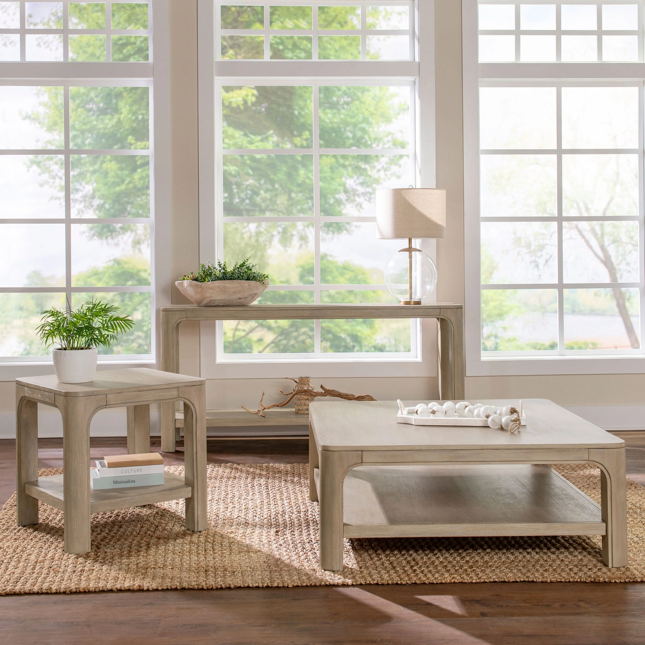 Solano Square Wood Side End Table with Shelf Weathered Mango - Image 8