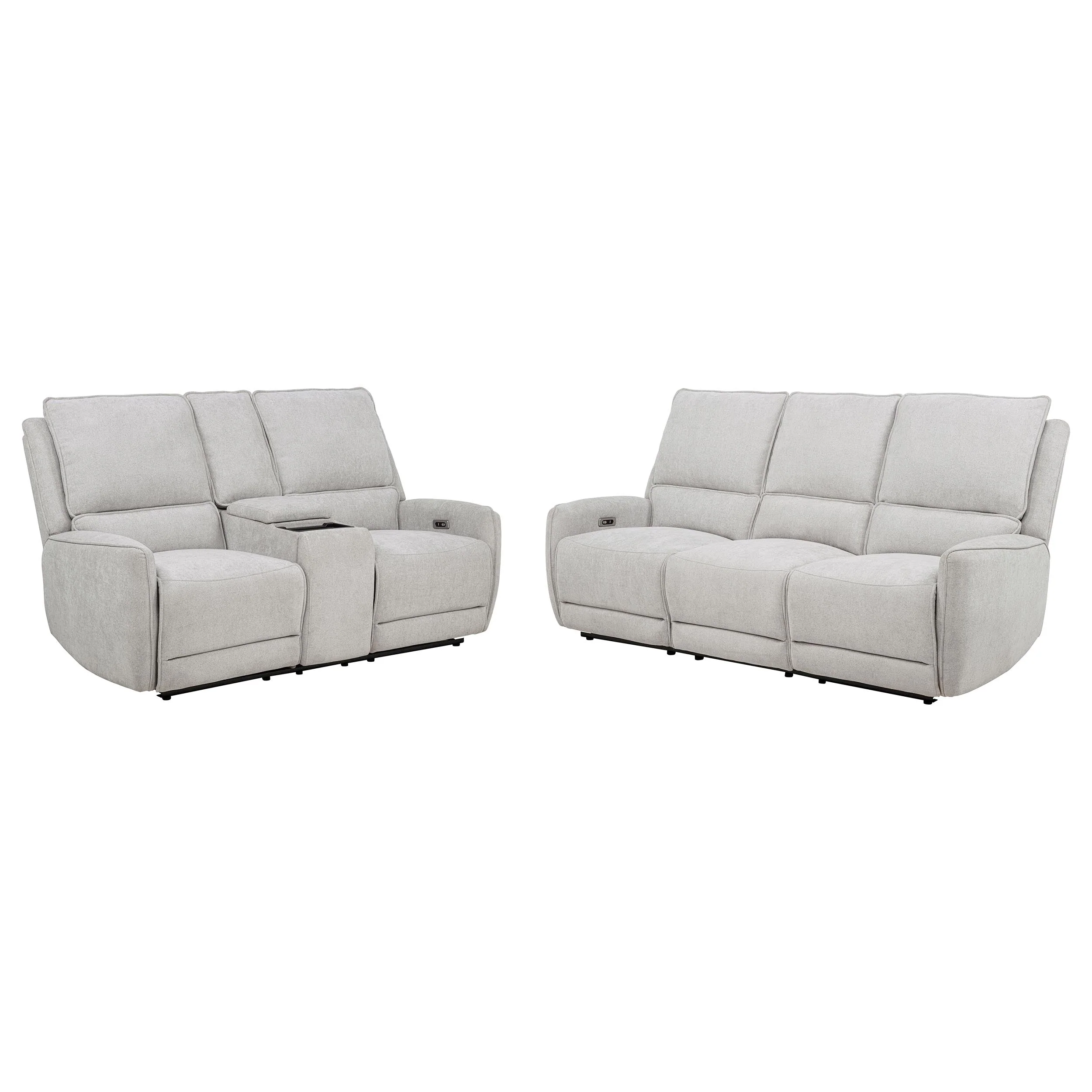 Sylmar Chenille Power Reclining Sofa Set Dove Grey - Image 5