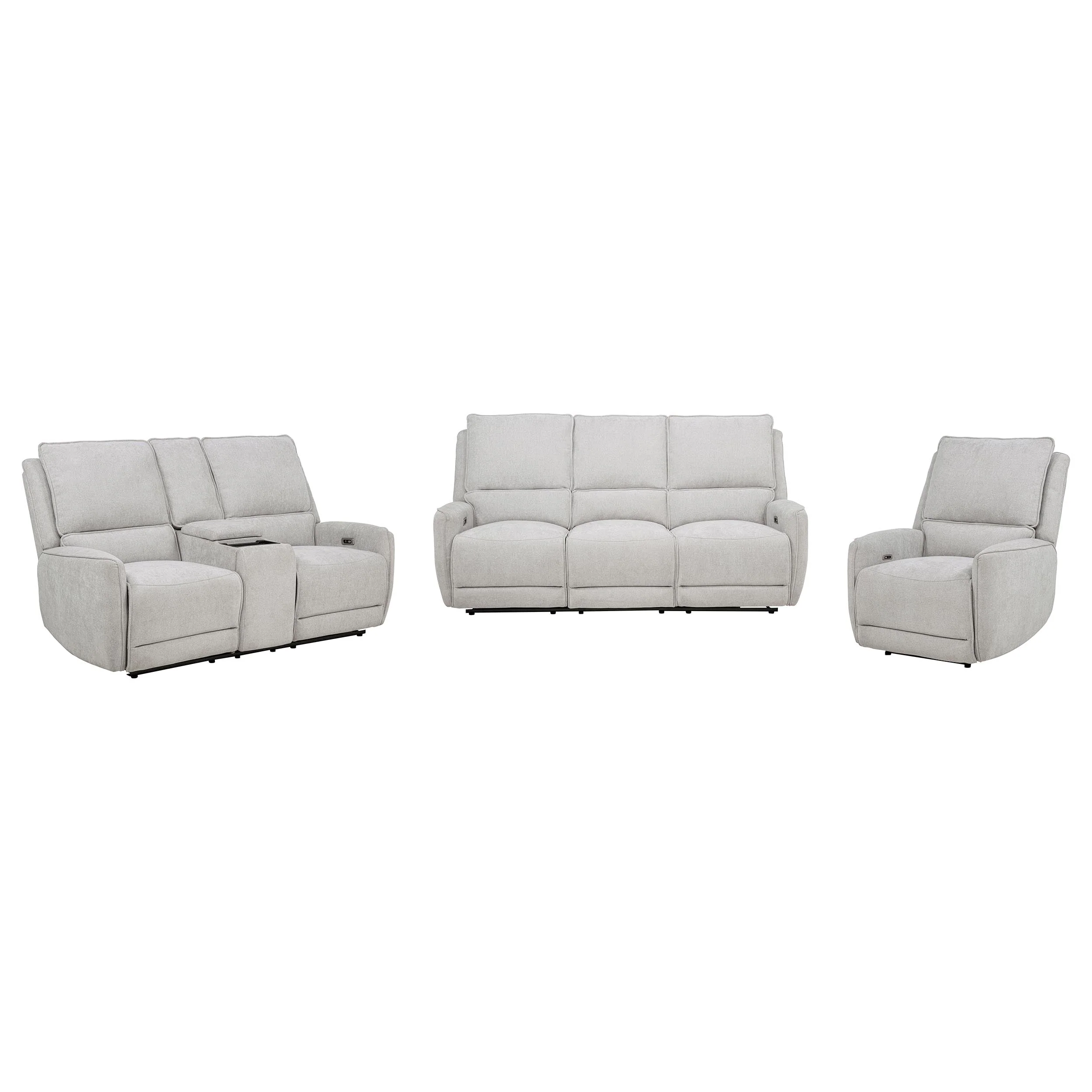 Sylmar Chenille Power Reclining Sofa Set Dove Grey - Image 6