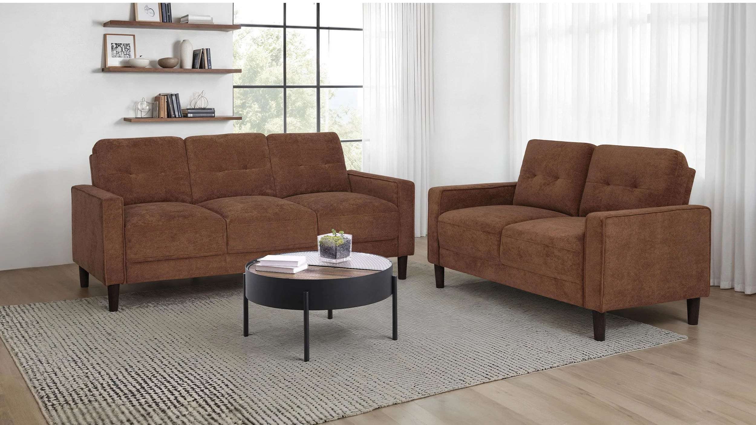 Bowen II Fabric Upholstered Track Arm Sofa Set - Image 5