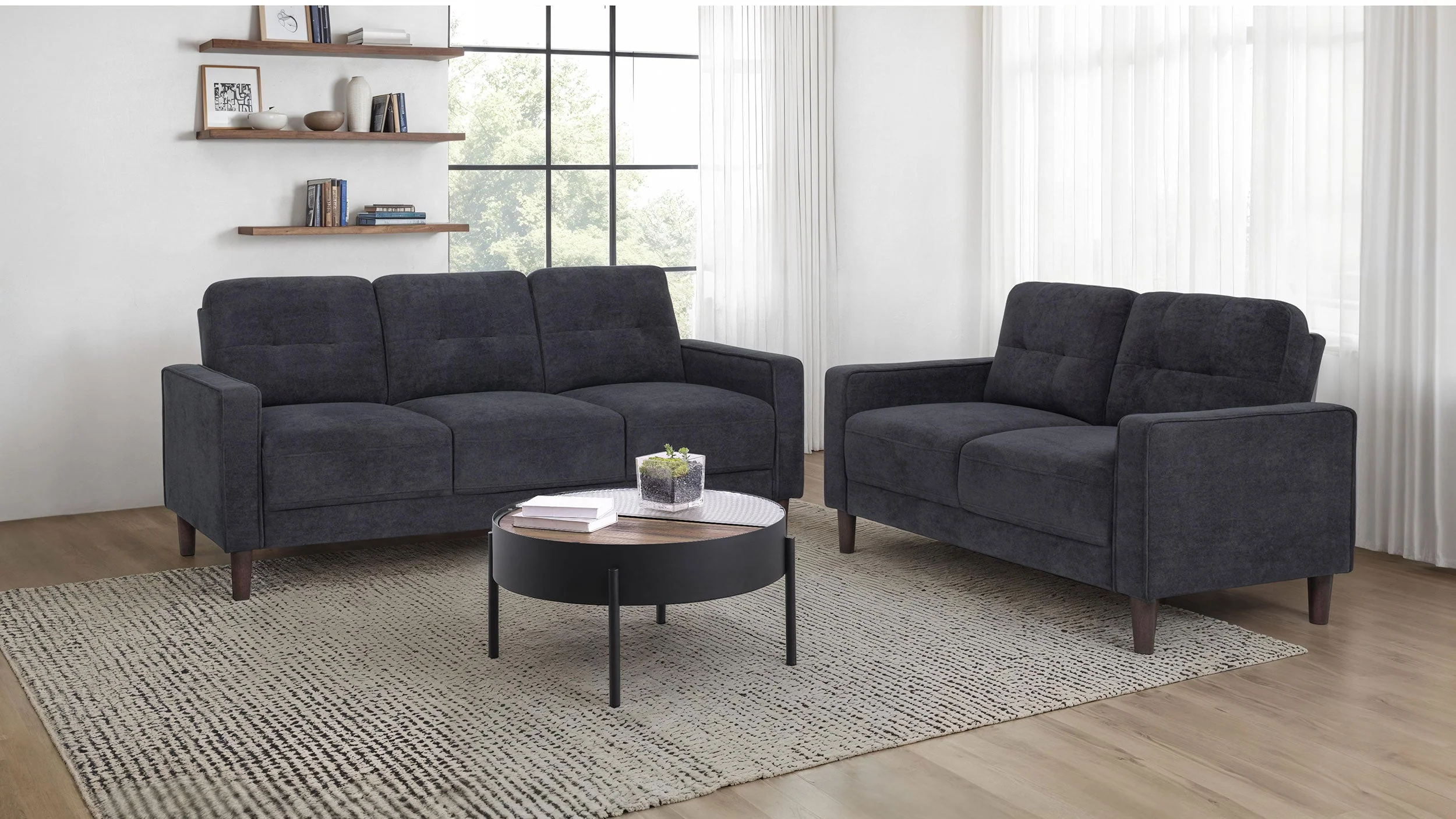 Bowen II Fabric Upholstered Track Arm Sofa Set - Image 7