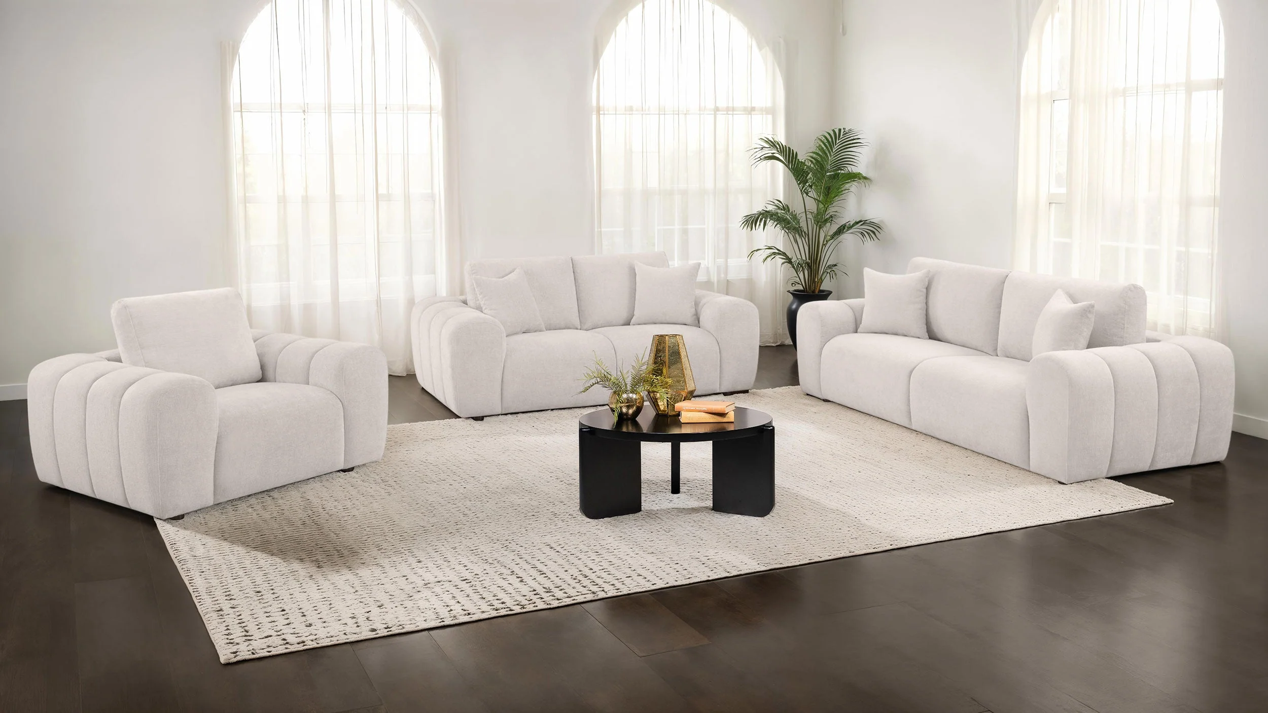 Burnett Chenille Upholstered Sofa Set - Image 17
