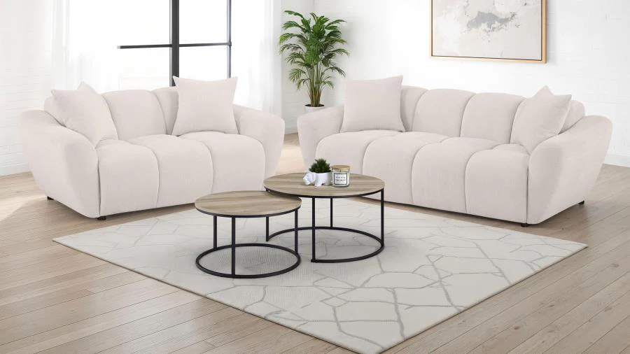 Destino Chenille Splayed Arm Sofa Set Greige