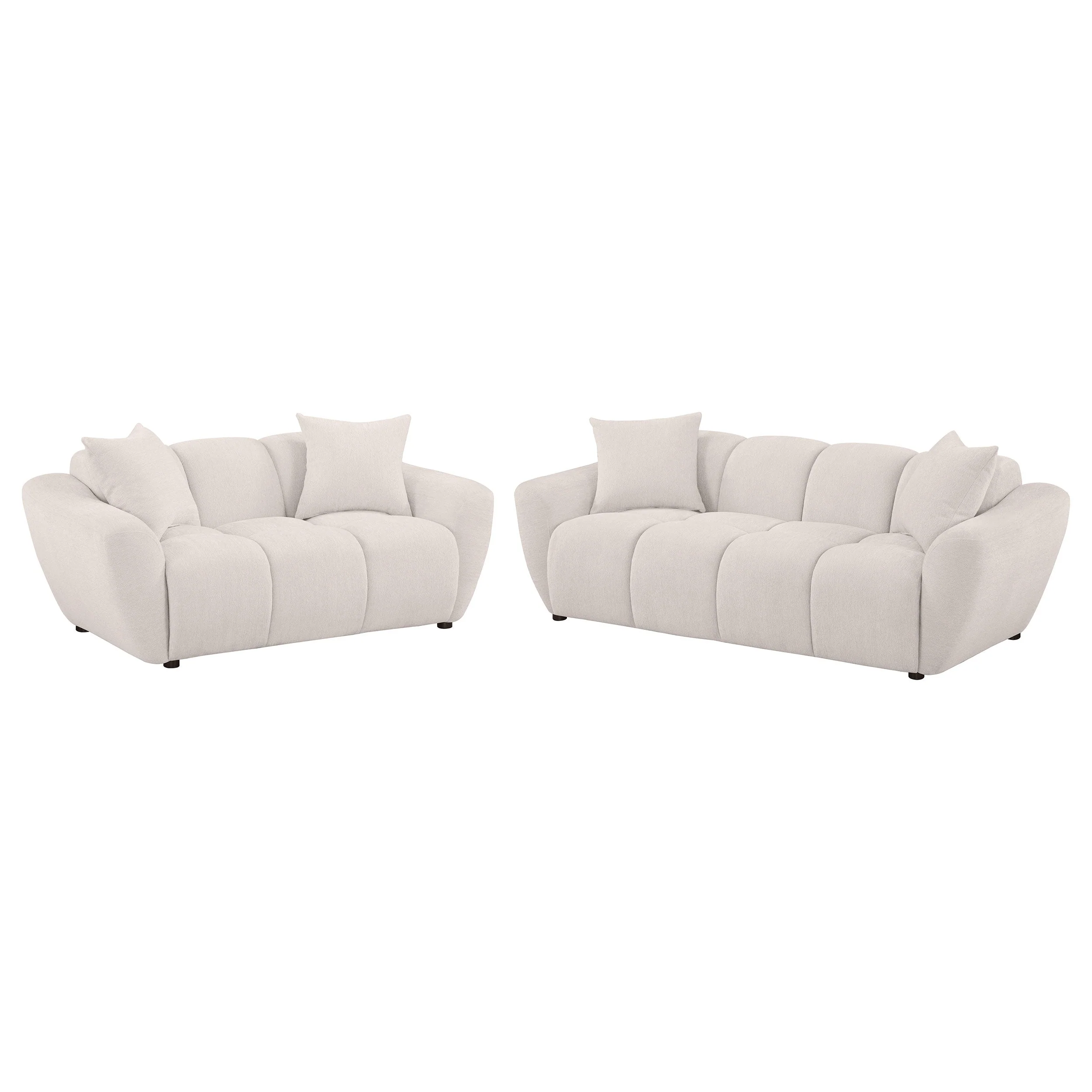 Destino Chenille Splayed Arm Sofa Set Greige - Image 3