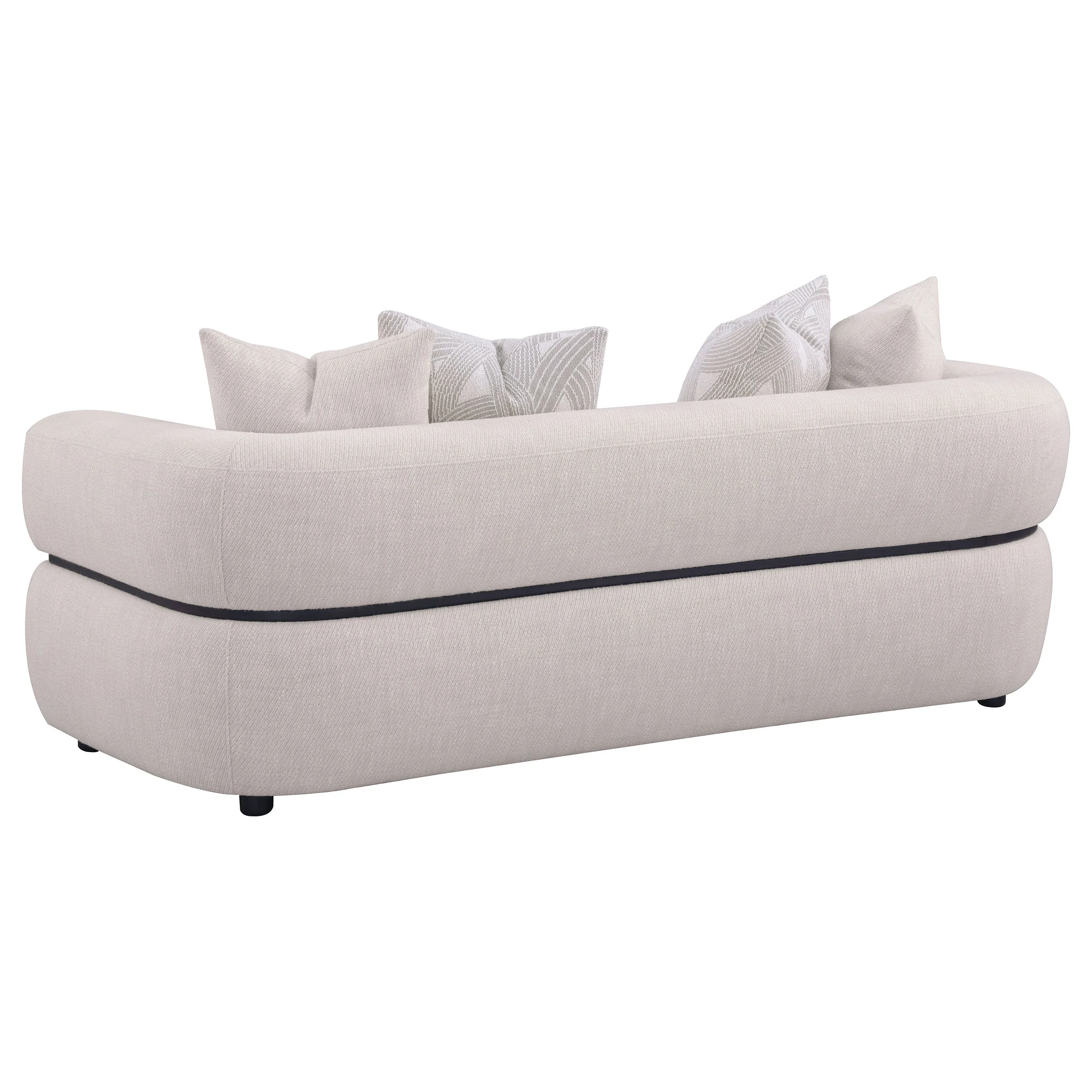 Jeanette Fabric Upholstered Round Arm Sofa Set Beige - Image 10