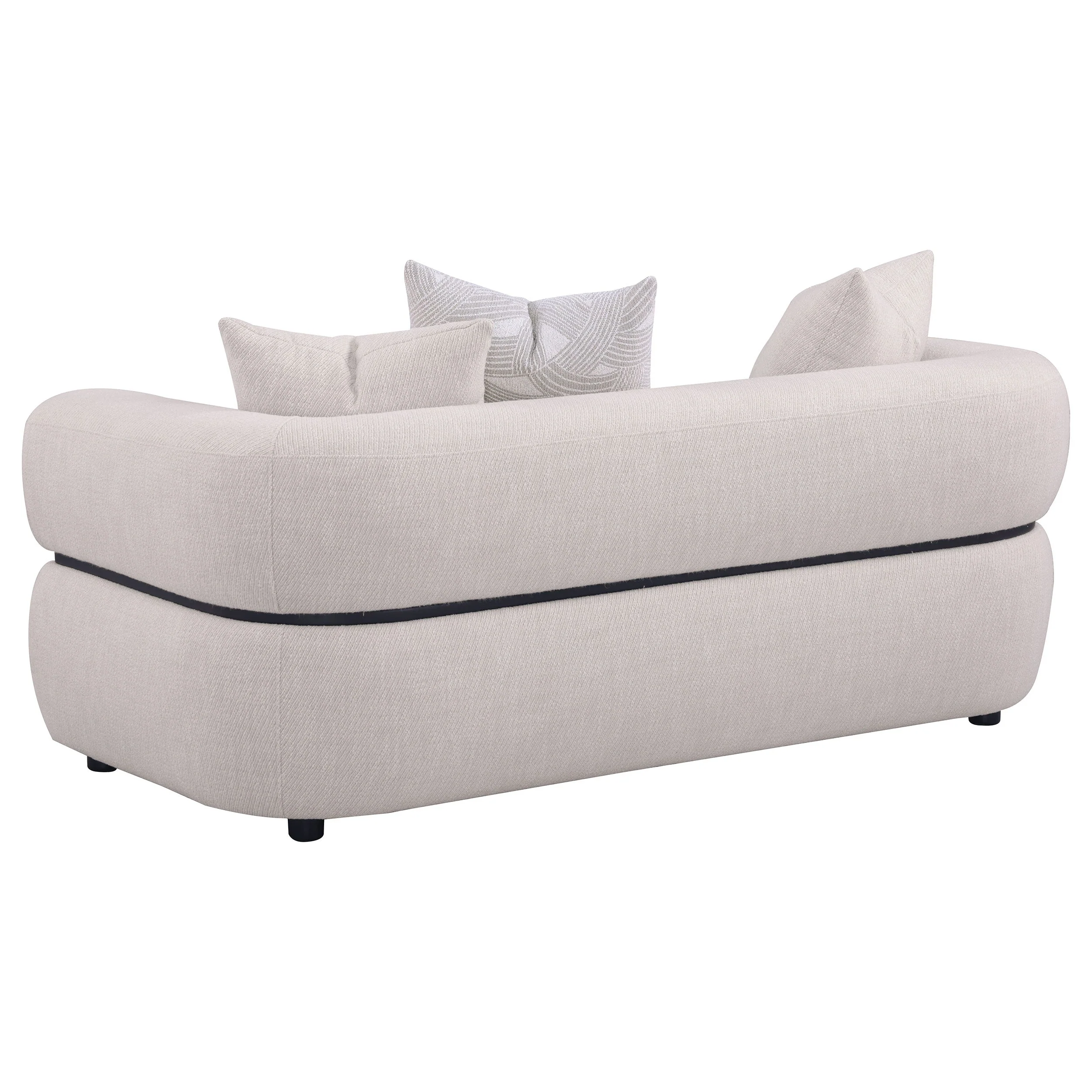 Jeanette Fabric Upholstered Round Arm Sofa Set Beige - Image 14