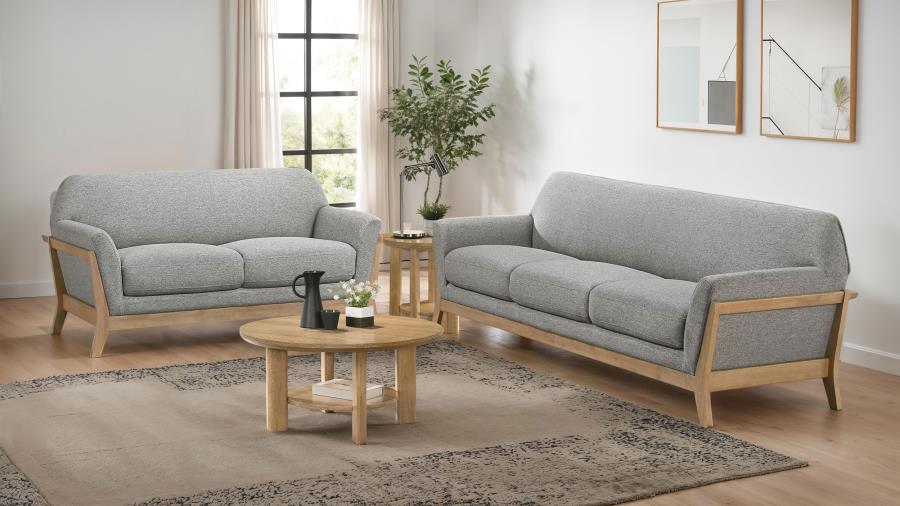 Vaughn Fabric Upholstered Flared Arm Sofa Set Grey - Image 2