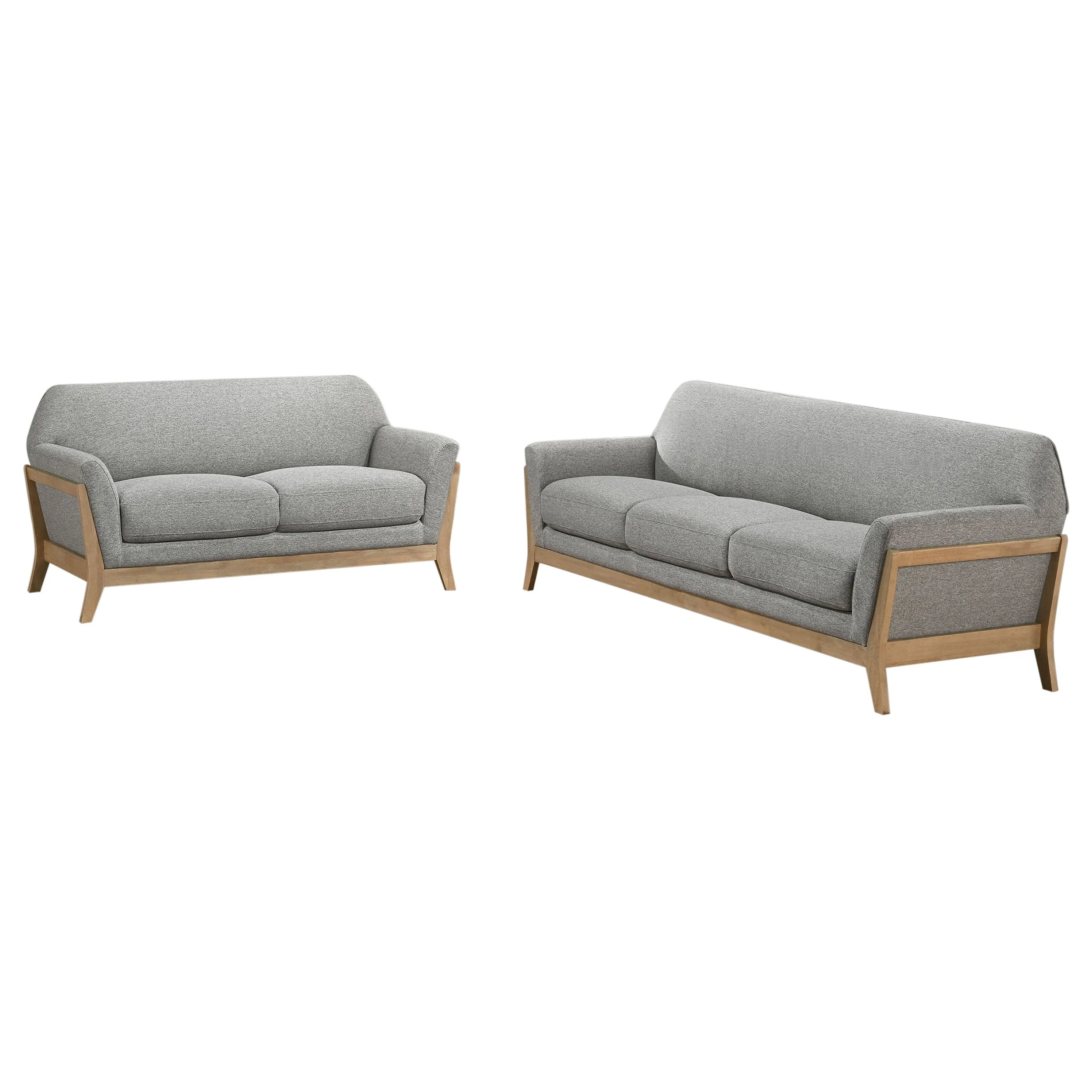 Vaughn Fabric Upholstered Flared Arm Sofa Set Grey - Image 5