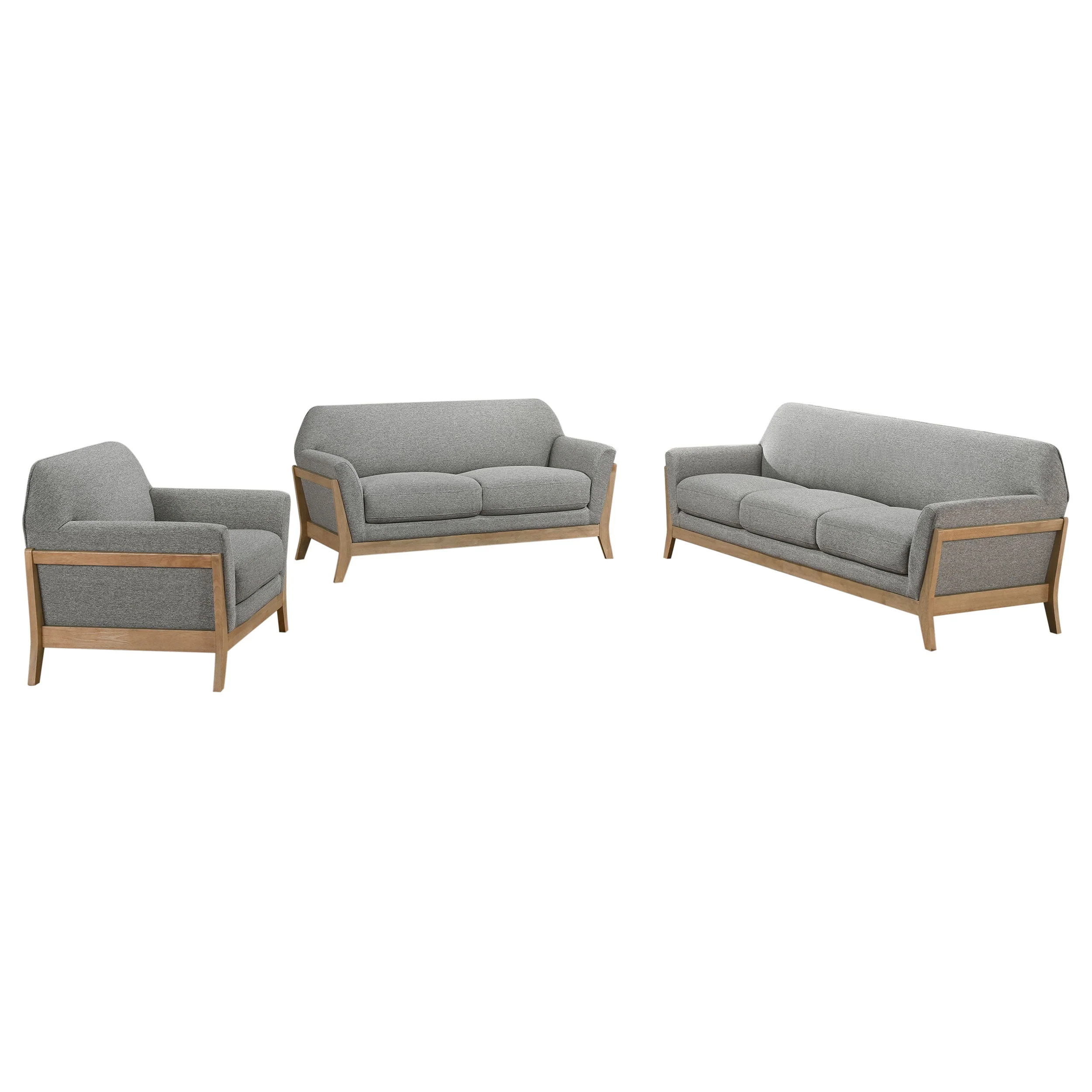 Vaughn Fabric Upholstered Flared Arm Sofa Set Grey - Image 6
