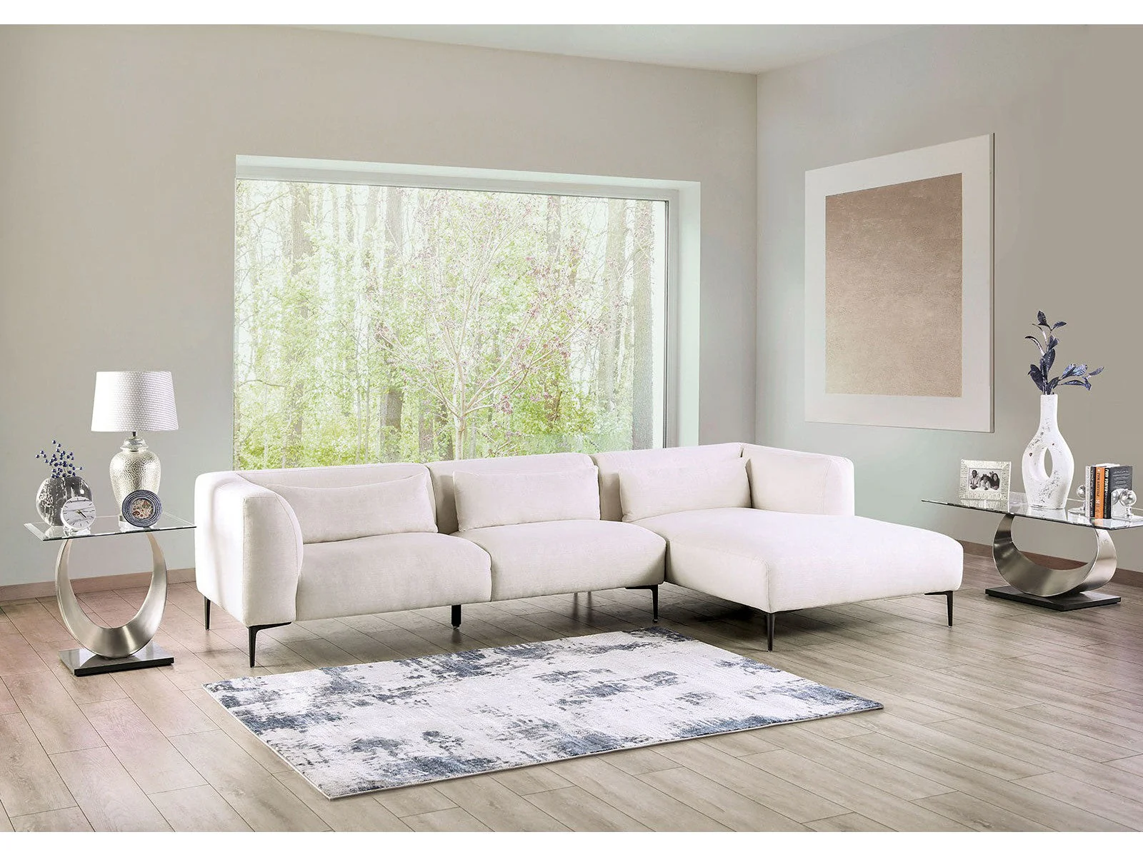 Paderborn Linen White Right Chaise Sectional