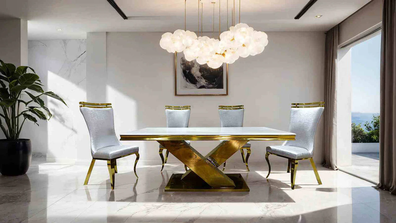 Palazzo Gold/Black 7 Pc. Dining Table Set - Image 2