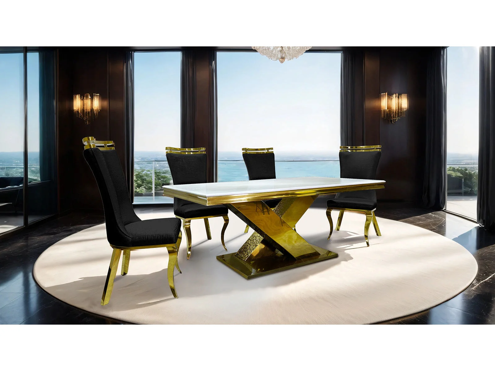 Palazzo Gold/Black 7 Piece Dining Set