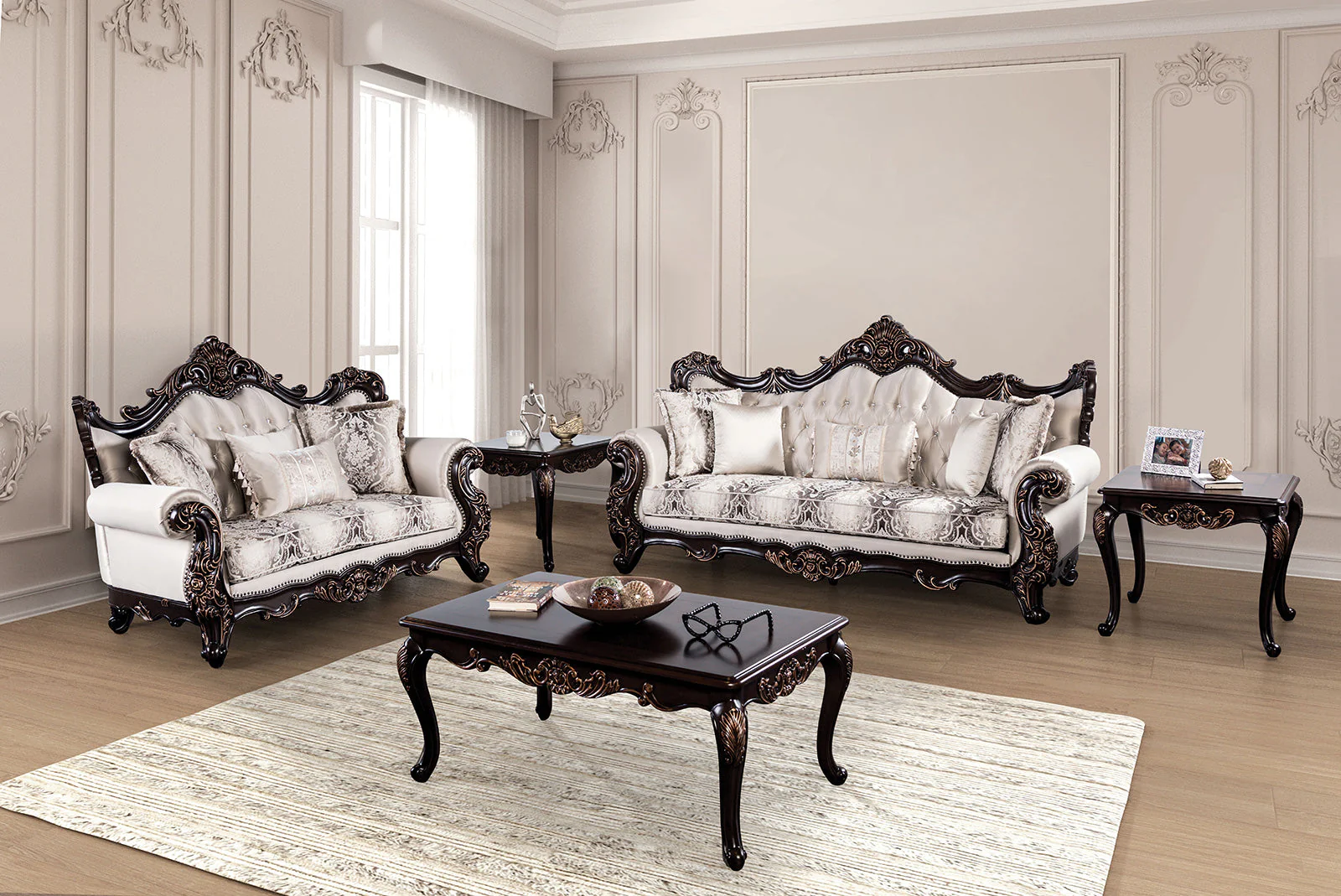Palencia Dark Cherry/Beige Loveseat - Image 2