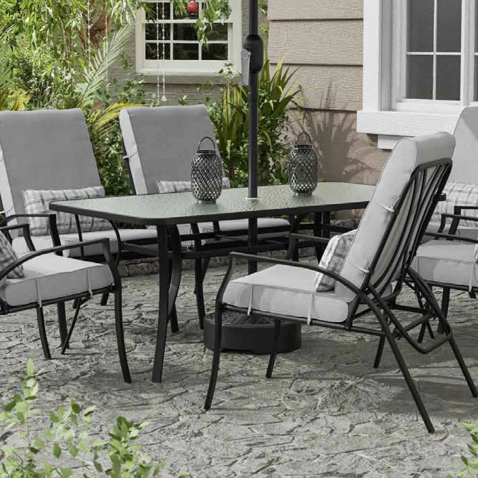 Palma Black/Gray Outdoor Dining Chair - Image 2