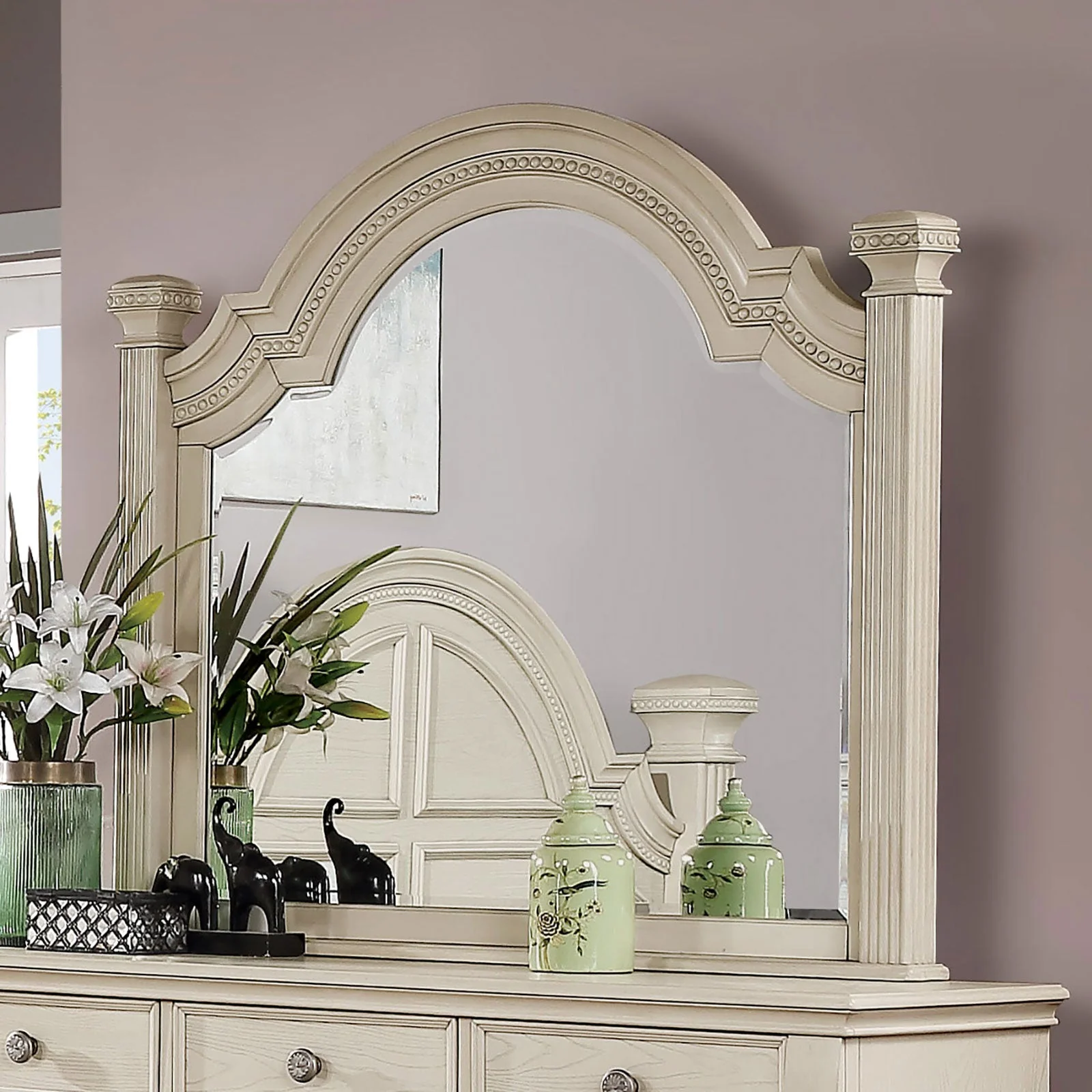 Pamphilos Antique White Queen Bed & Nightstand & Dresser & Mirror & Chest - Image 5